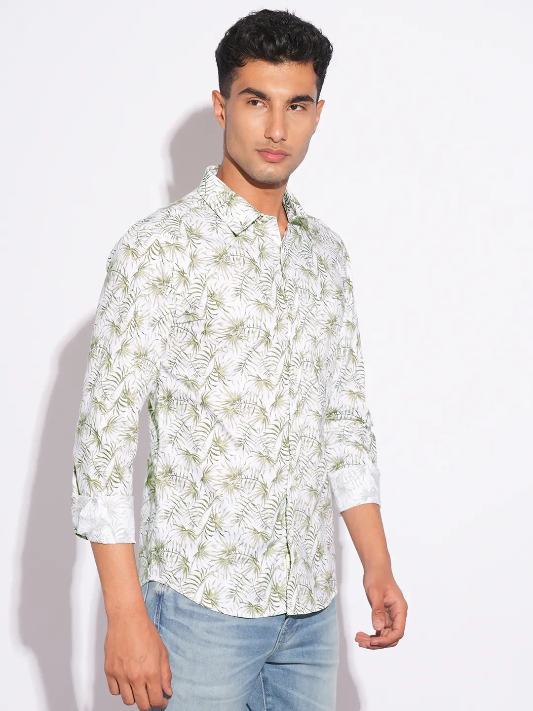 Olive Moderno Fit Regular Collar Long Sleeves Men's Shirt by Being Human Clothing - Image 2