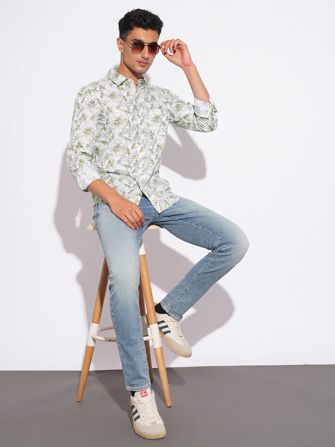 Olive Moderno Fit Regular Collar Long Sleeves Men's Shirt by Being Human Clothing - Image 4