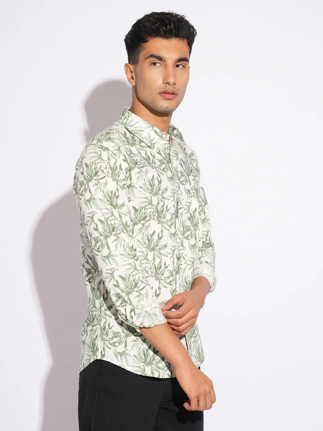 Olive Moderno Fit Regular Collar Long Sleeves Men's Shirt by Being Human Clothing - Image 2