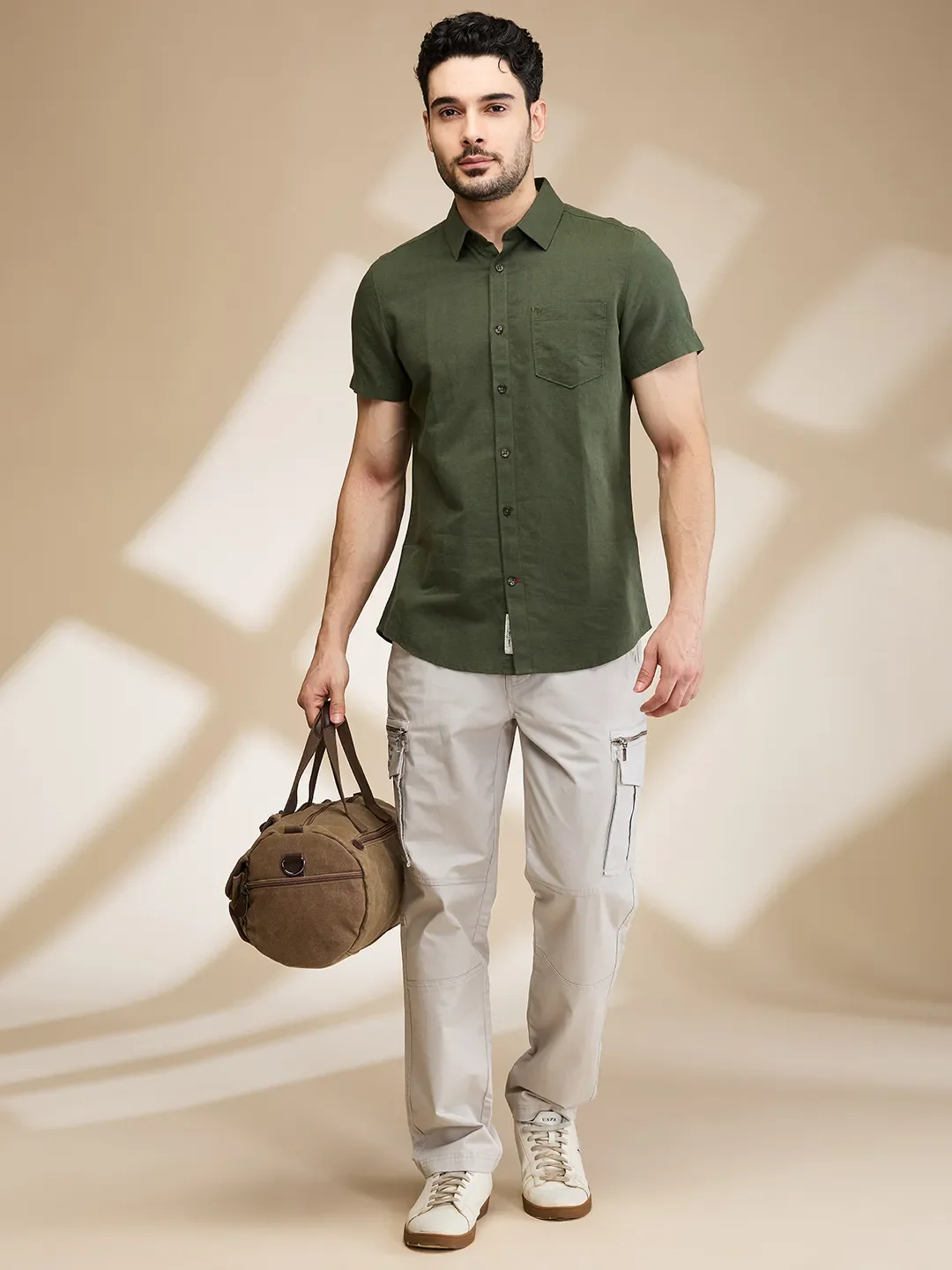 Olive Slim Fit Regular Collar Men's Shirt by Being Human Clothing - Image 6