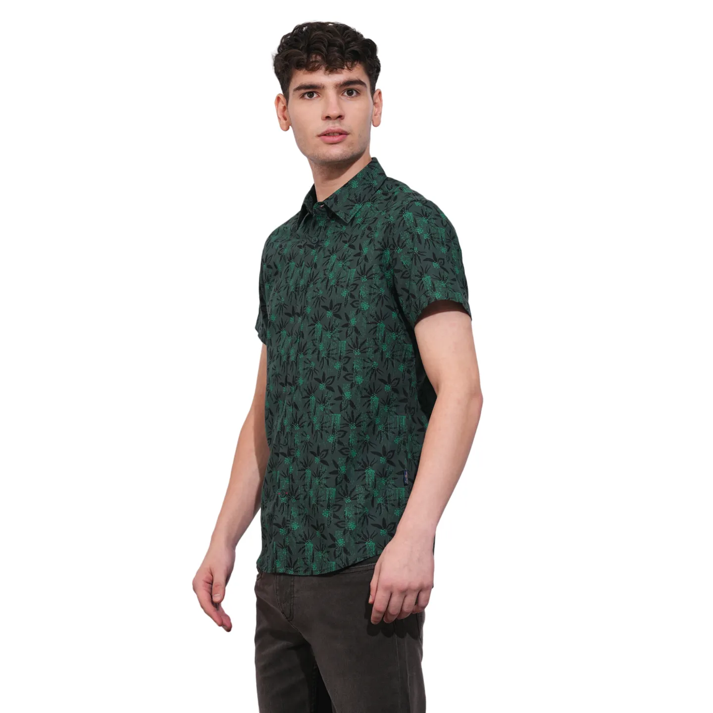 Olive Slim Fit Regular Collar Men's Shirt by Being Human Clothing - Image 2