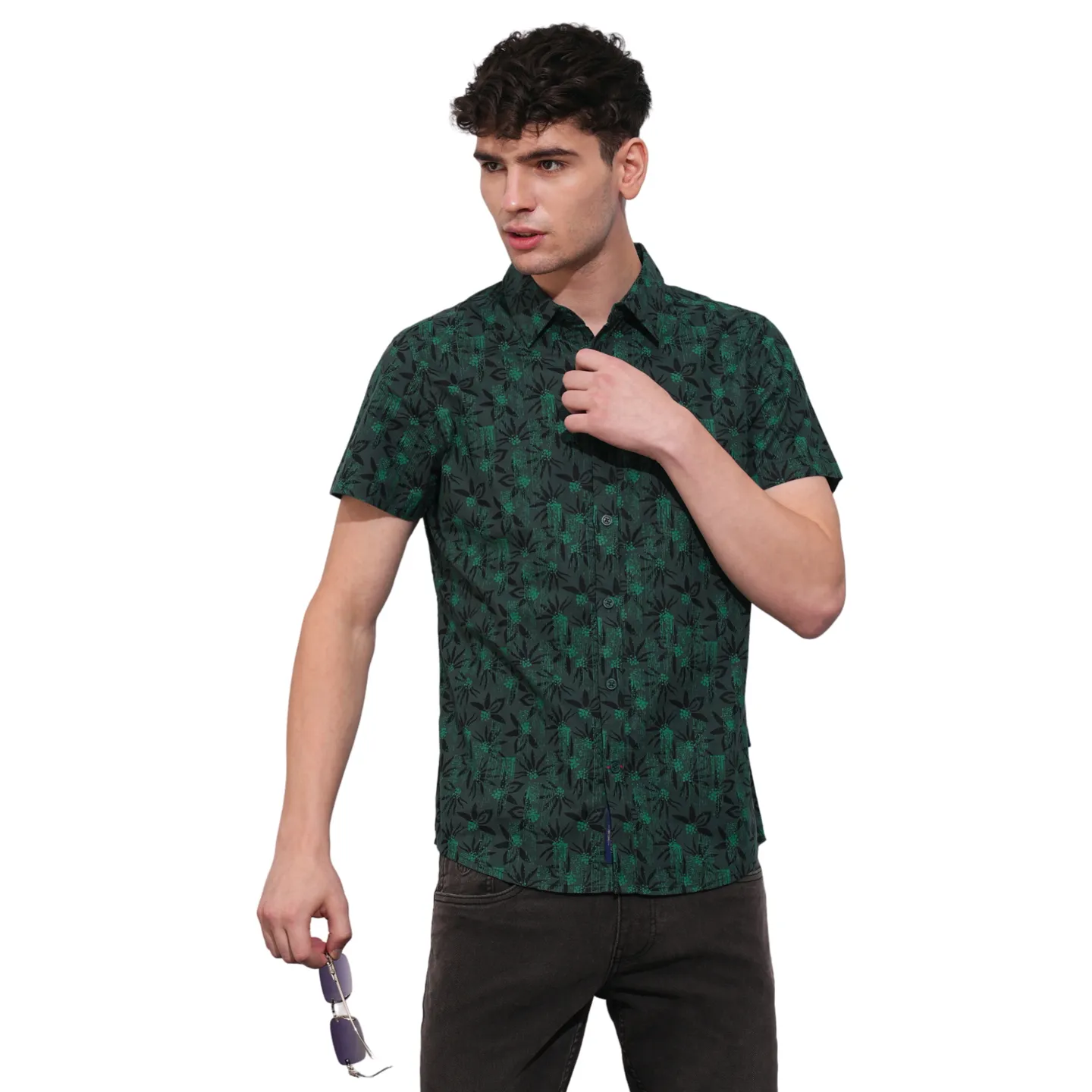 Olive Slim Fit Regular Collar Men's Shirt by Being Human Clothing - Image 6