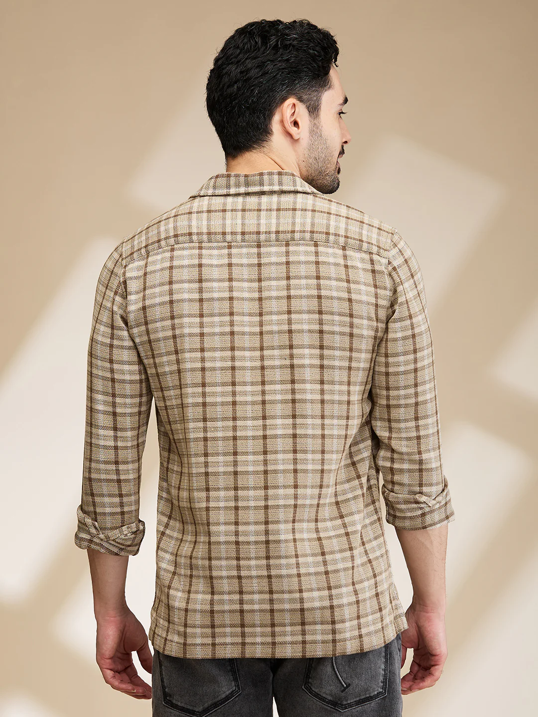 Grey Slim Straight Fit Regular Collar Long Sleeves Men's Shirt by Being Human Clothing - Image 3