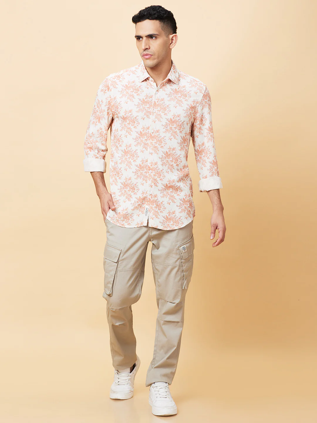Orange Slim Fit Regular Collar Men's Shirt by Being Human Clothing - Image 2