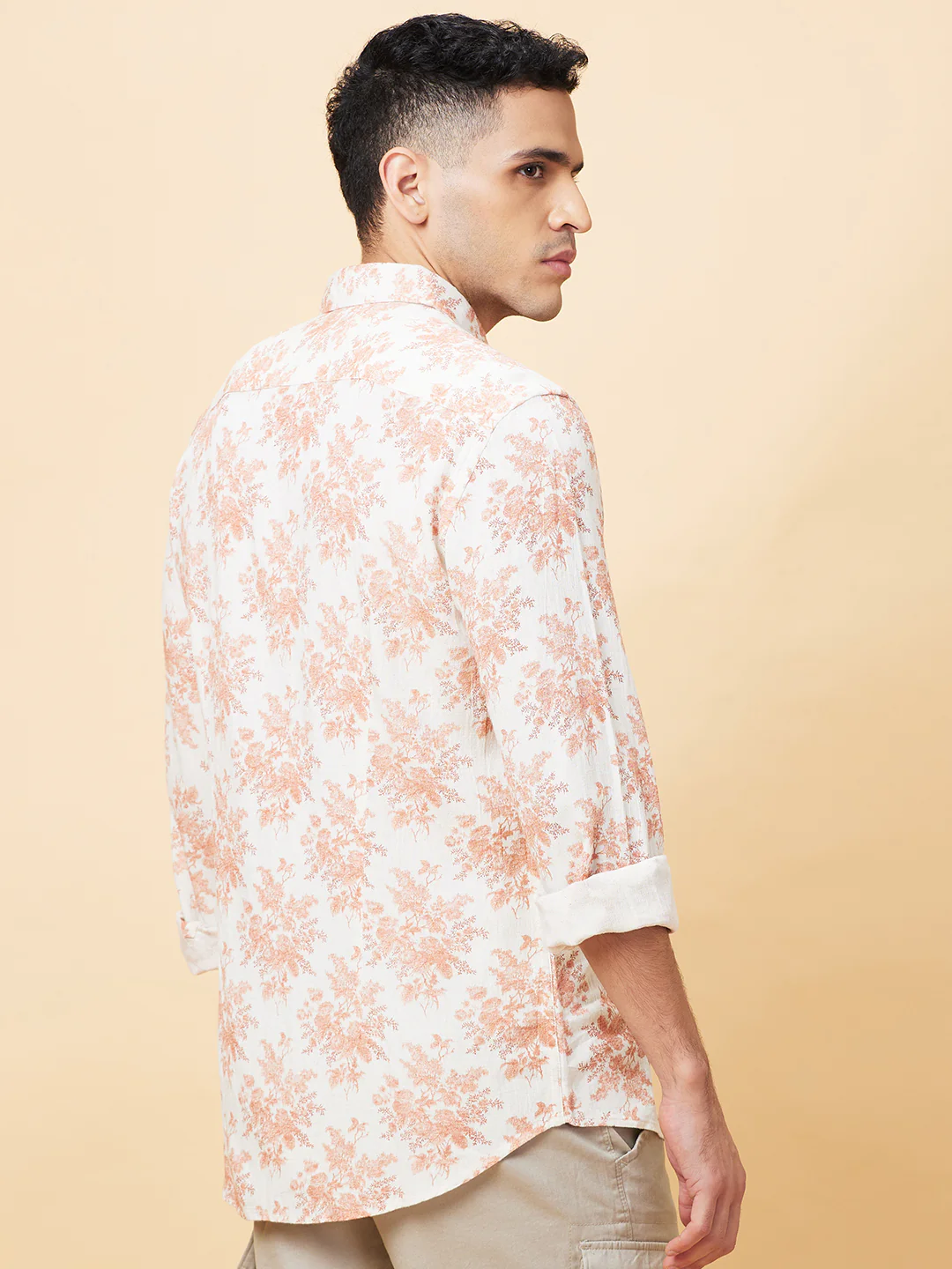 Orange Slim Fit Regular Collar Men's Shirt by Being Human Clothing - Image 3