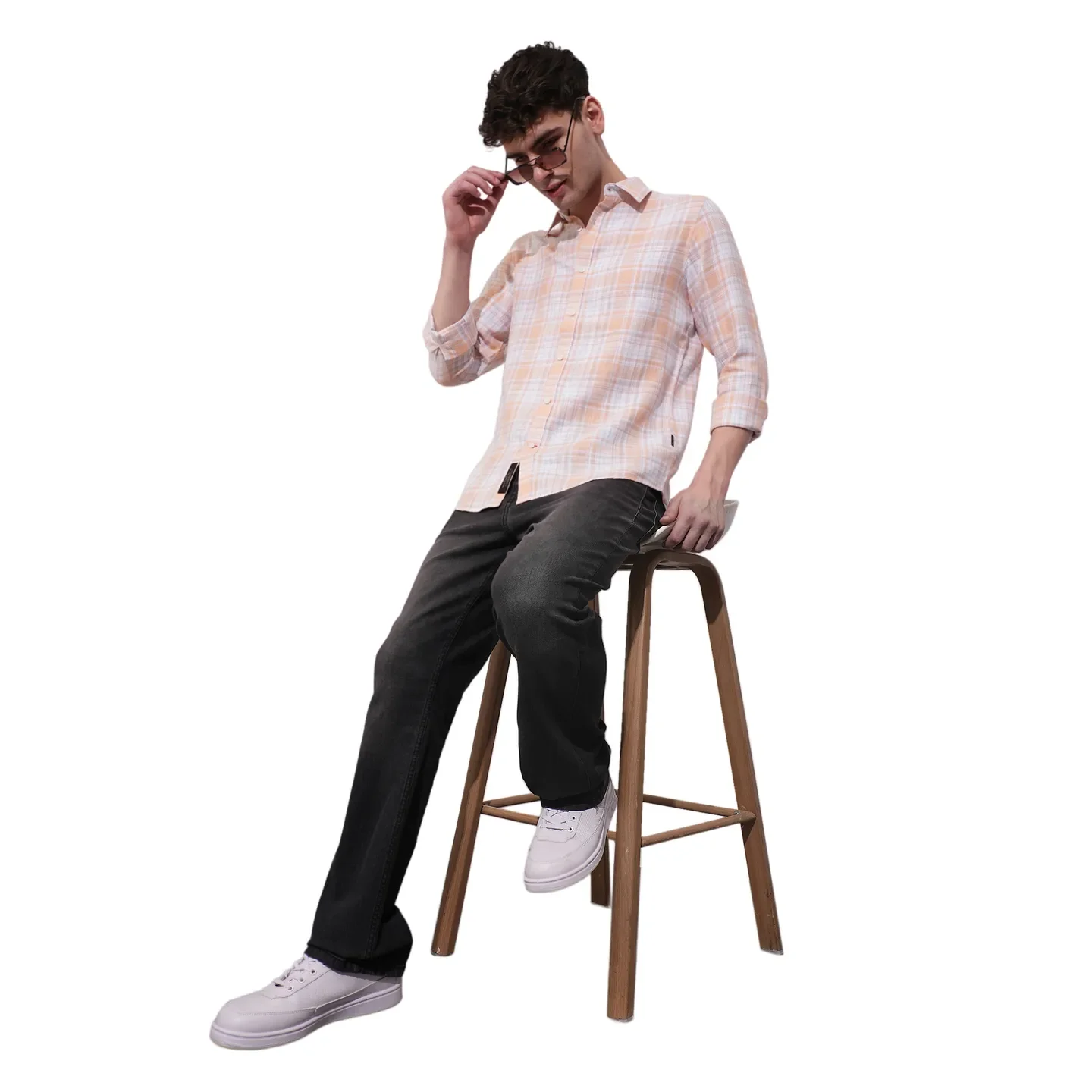 Orange Slim Straight Fit Regular Collar Long Sleeves Men's Shirt by Being Human Clothing - Image 4