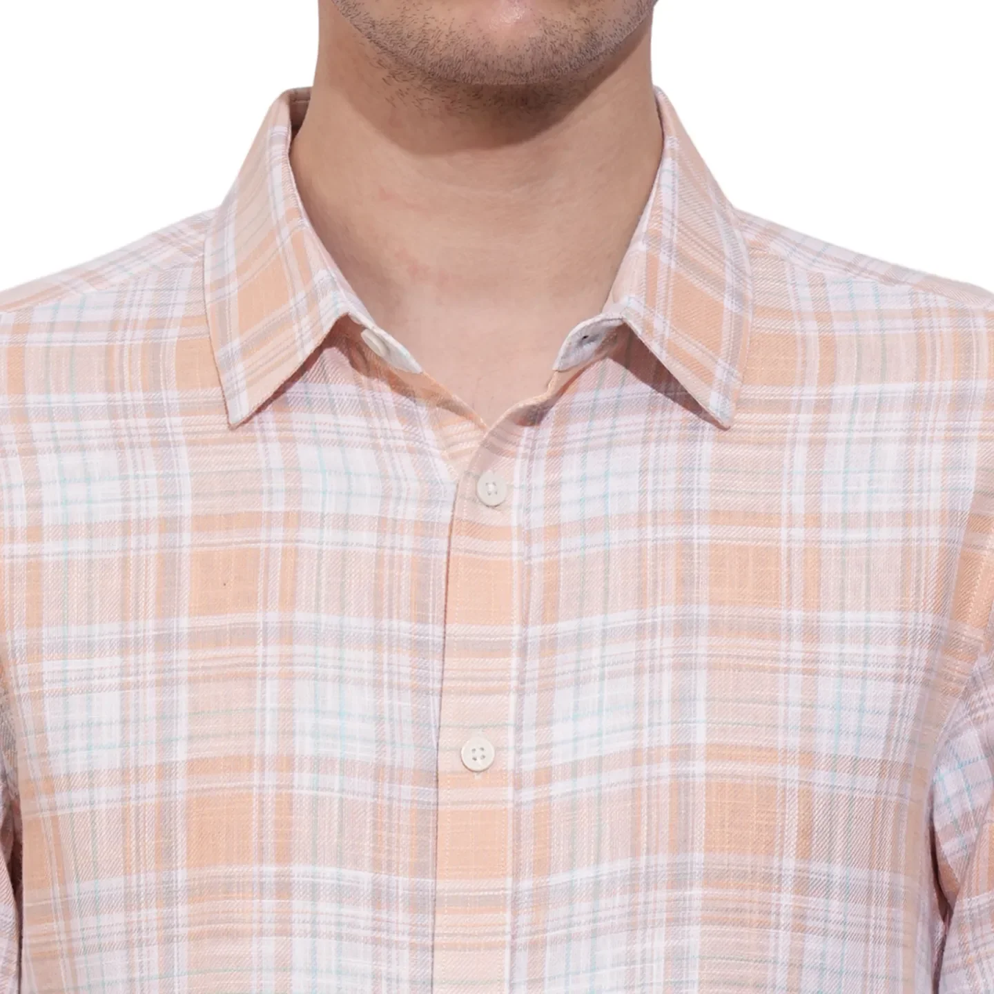 Orange Slim Straight Fit Regular Collar Long Sleeves Men's Shirt by Being Human Clothing - Image 5