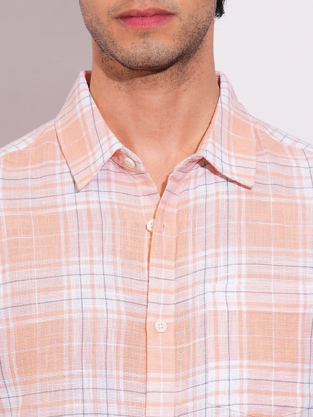 Orange Slim Straight Fit Regular Collar Short Sleeves Men's Shirt by Being Human Clothing - Image 5
