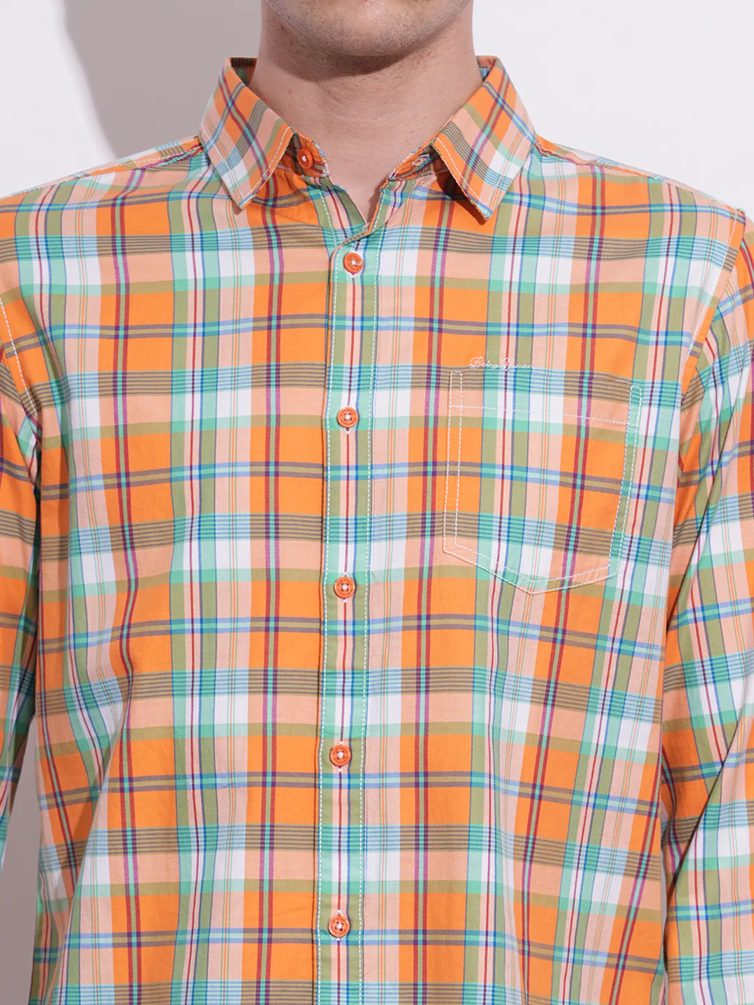 Orange Regular Fit Regular Collar Men's Shirt by Being Human Clothing - Image 4