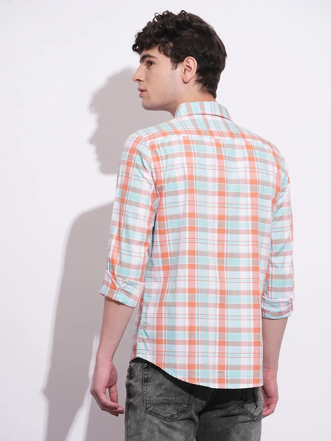 Orange Regular Fit Regular Collar Men's Shirt by Being Human Clothing - Image 3