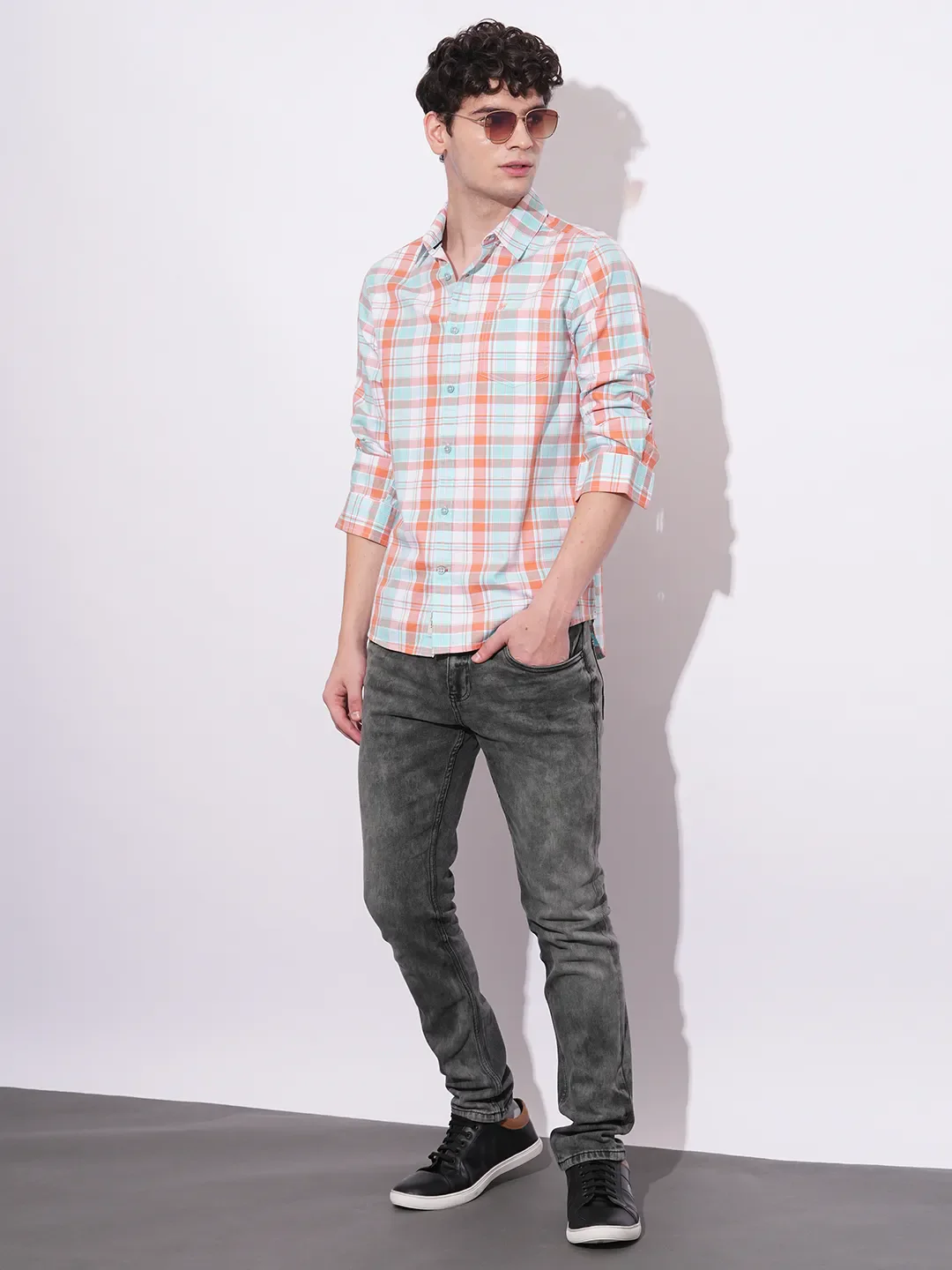 Orange Regular Fit Regular Collar Men's Shirt by Being Human Clothing - Image 4