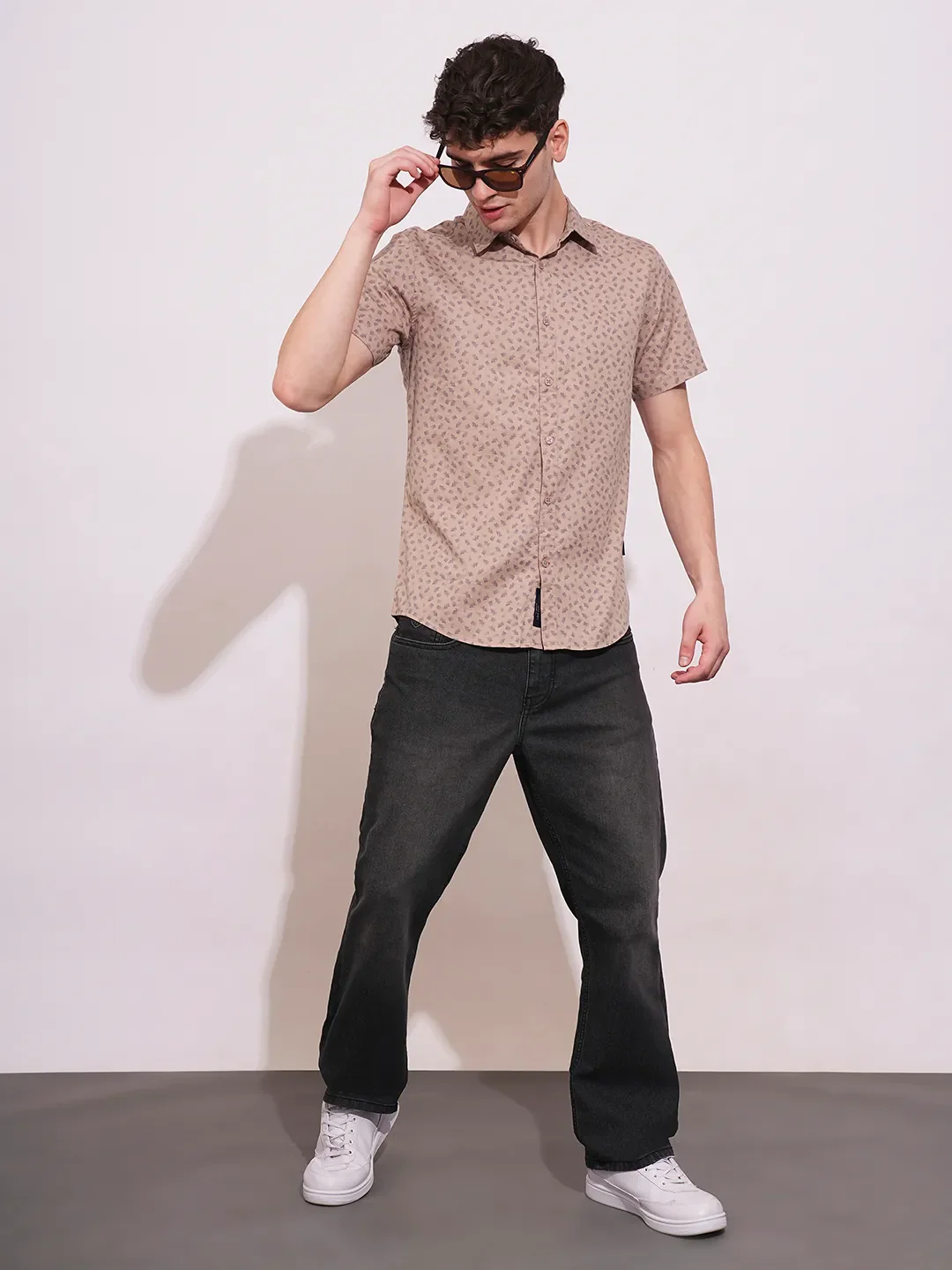 orange Slim Straight Fit Regular Collar Short Sleeves Men's Shirt by Being Human Clothing - Image 4