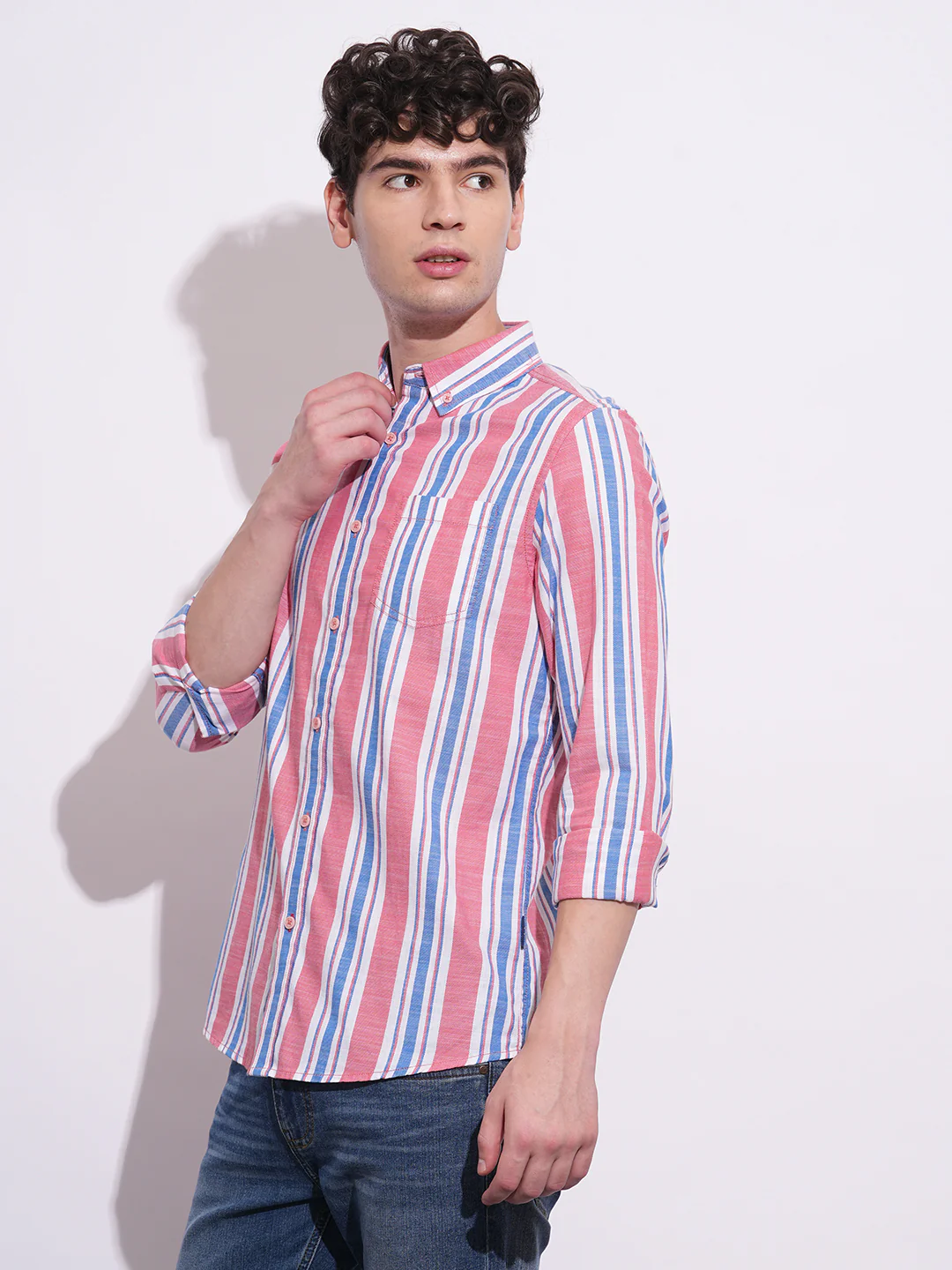 Peach Regular Fit Regular Collar Men's Shirt by Being Human Clothing - Image 2