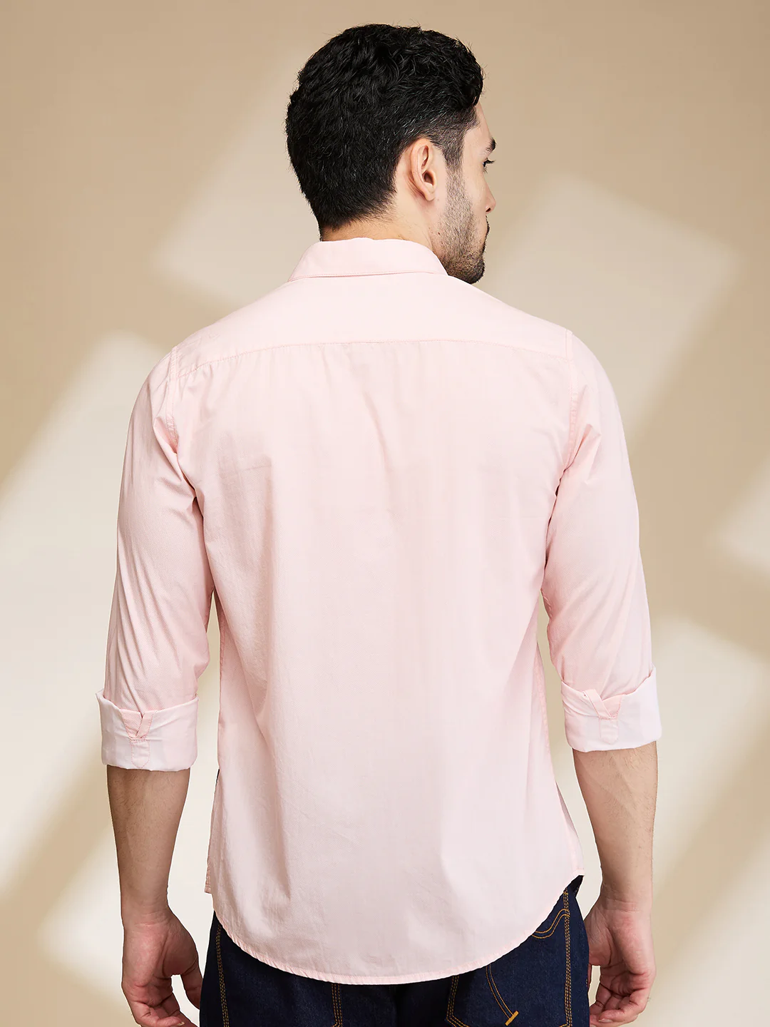 Peach Slim Fit Regular Collar Men's Shirt by Being Human Clothing - Image 3