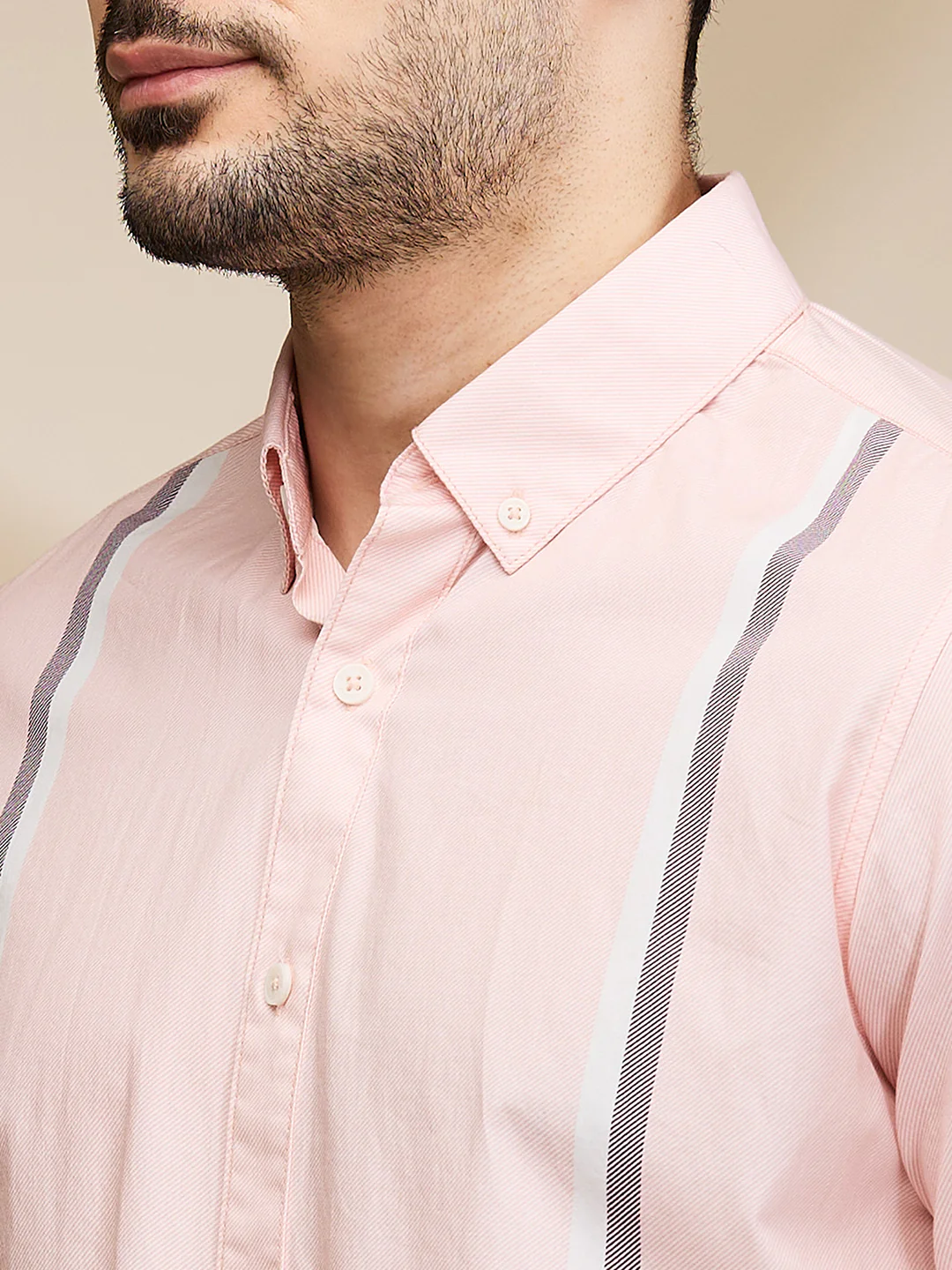 Peach Slim Fit Regular Collar Men's Shirt by Being Human Clothing - Image 5