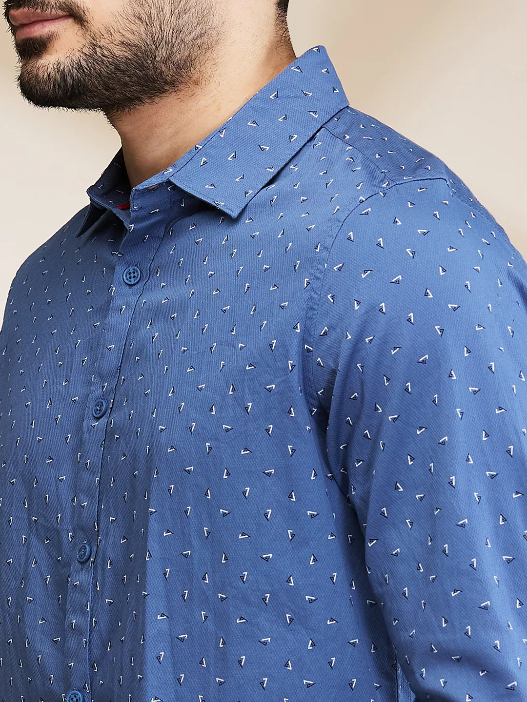 Blue Slim Straight Fit Regular Collar Long Sleeves Men's Shirt by Being Human Clothing - Image 5