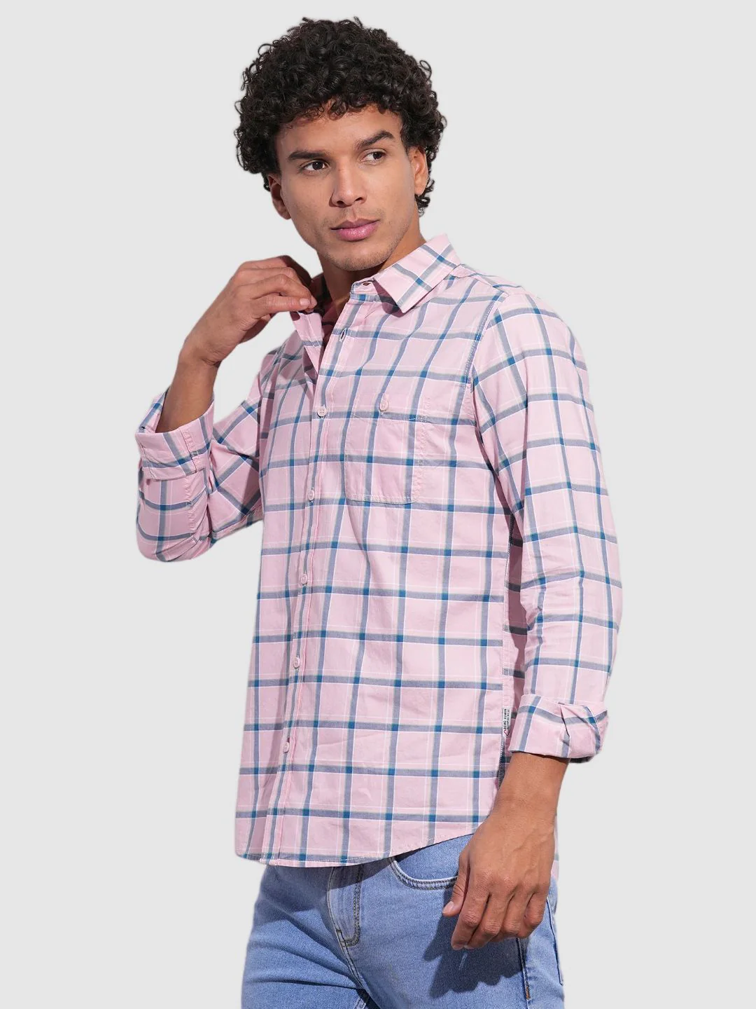 Pink Regular Fit Regular Collar Men's Shirt by Being Human Clothing - Image 2