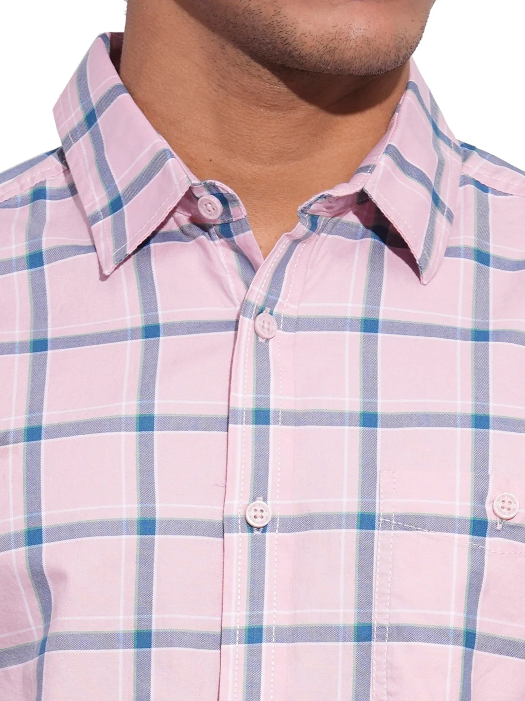 Pink Regular Fit Regular Collar Men's Shirt by Being Human Clothing - Image 4