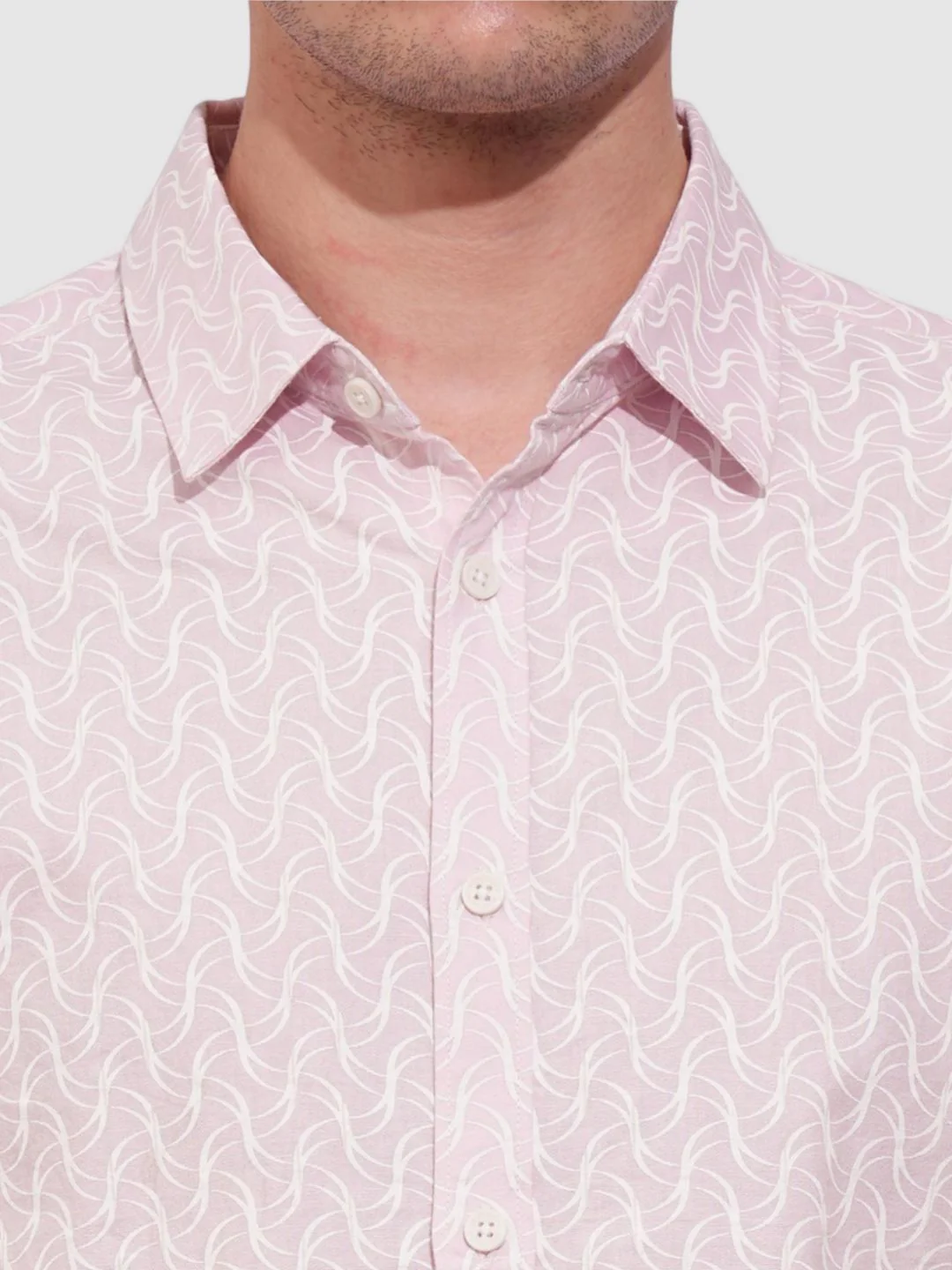 Pink Slim Straight Fit Regular Collar Long Sleeves Men's Shirt by Being Human Clothing - Image 4