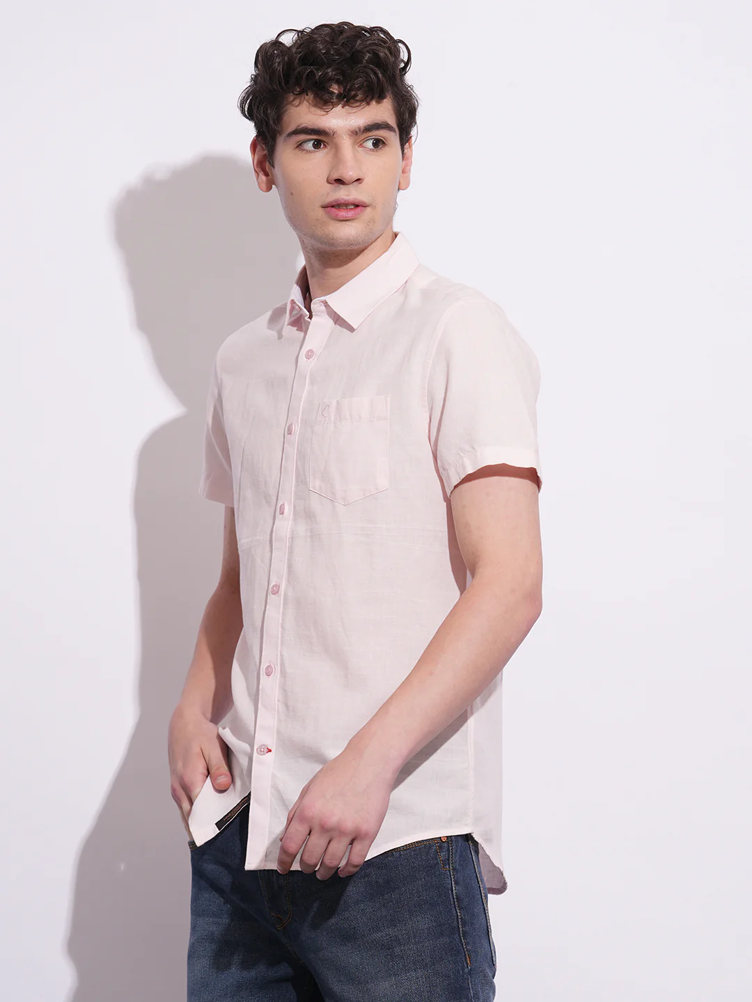 Pink Slim Fit Regular Collar Men's Shirt by Being Human Clothing - Image 2