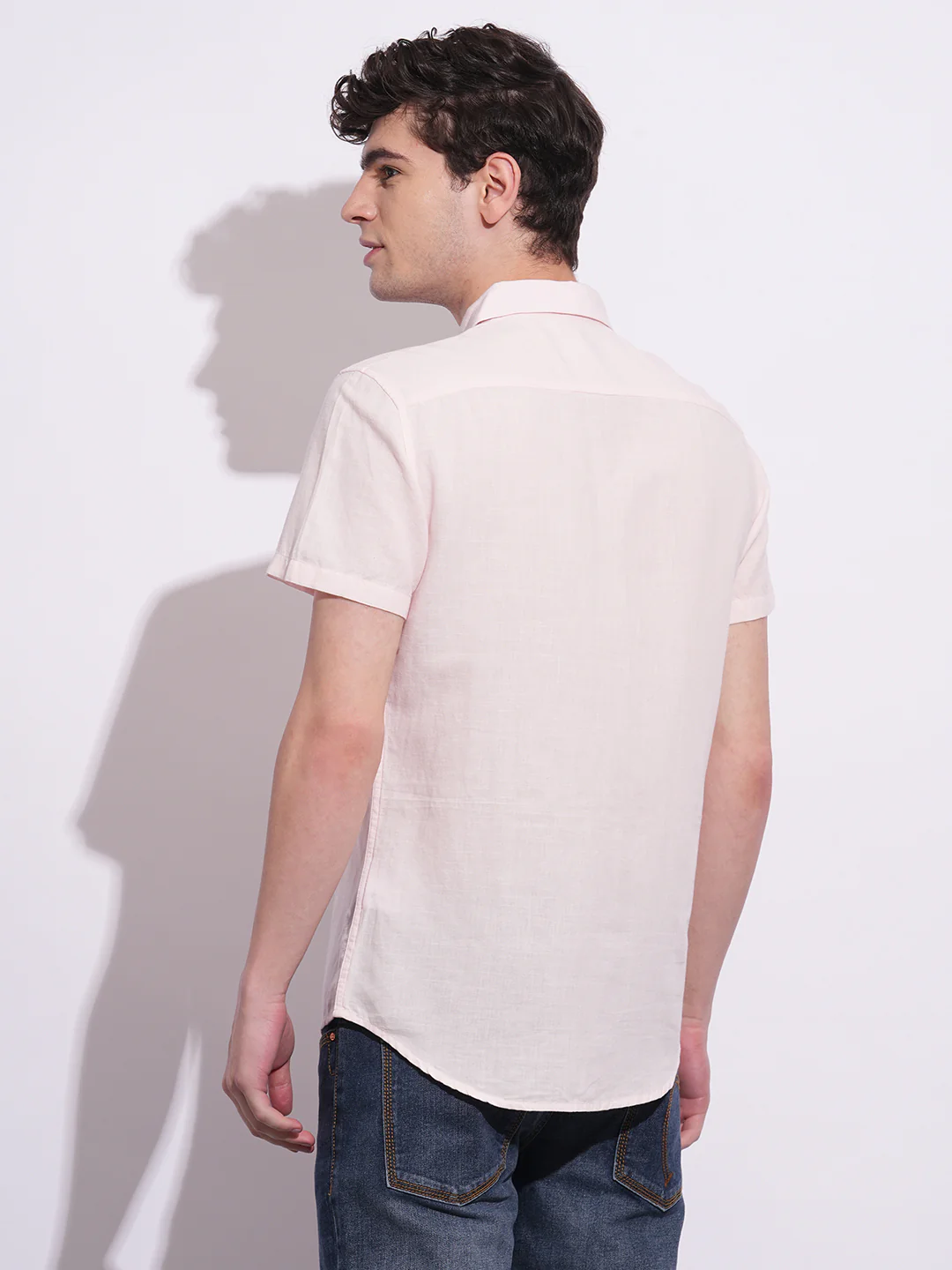 Pink Slim Fit Regular Collar Men's Shirt by Being Human Clothing - Image 3