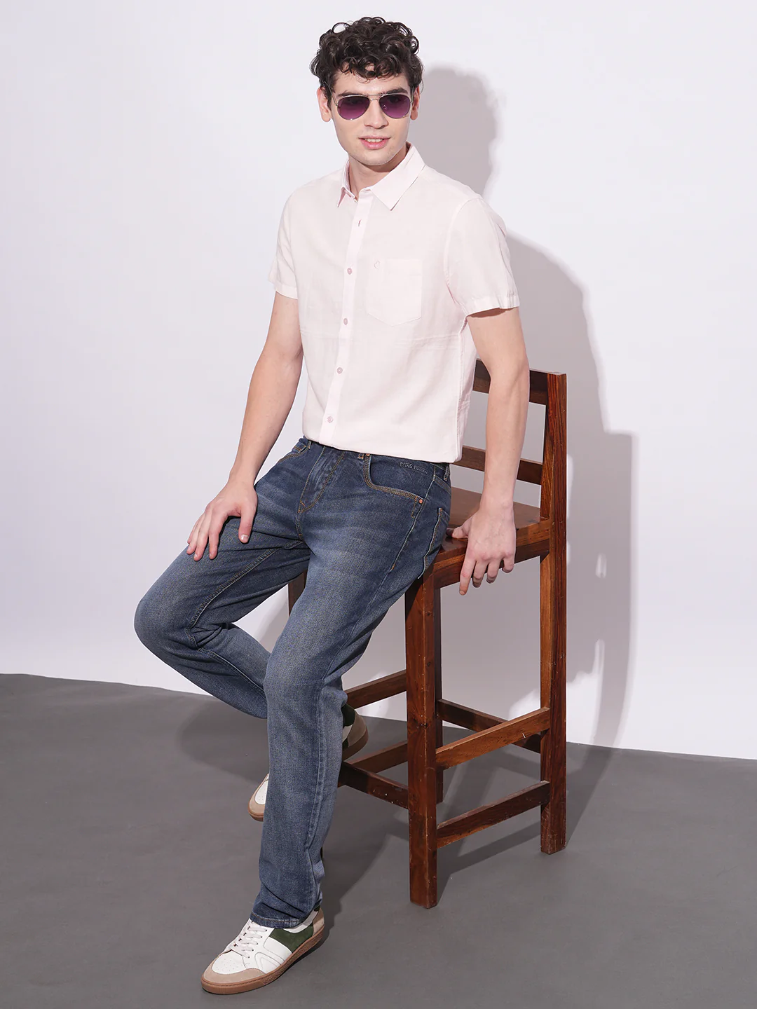 Pink Slim Fit Regular Collar Men's Shirt by Being Human Clothing - Image 5