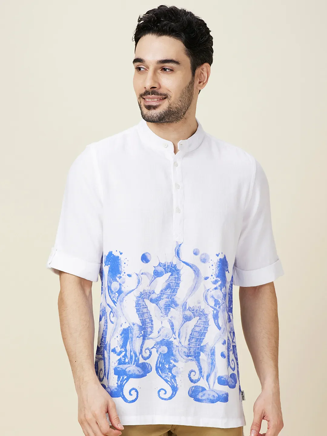 Pink Regular Fit Regular Collar Men's Shirt by Being Human Clothing - Image 4