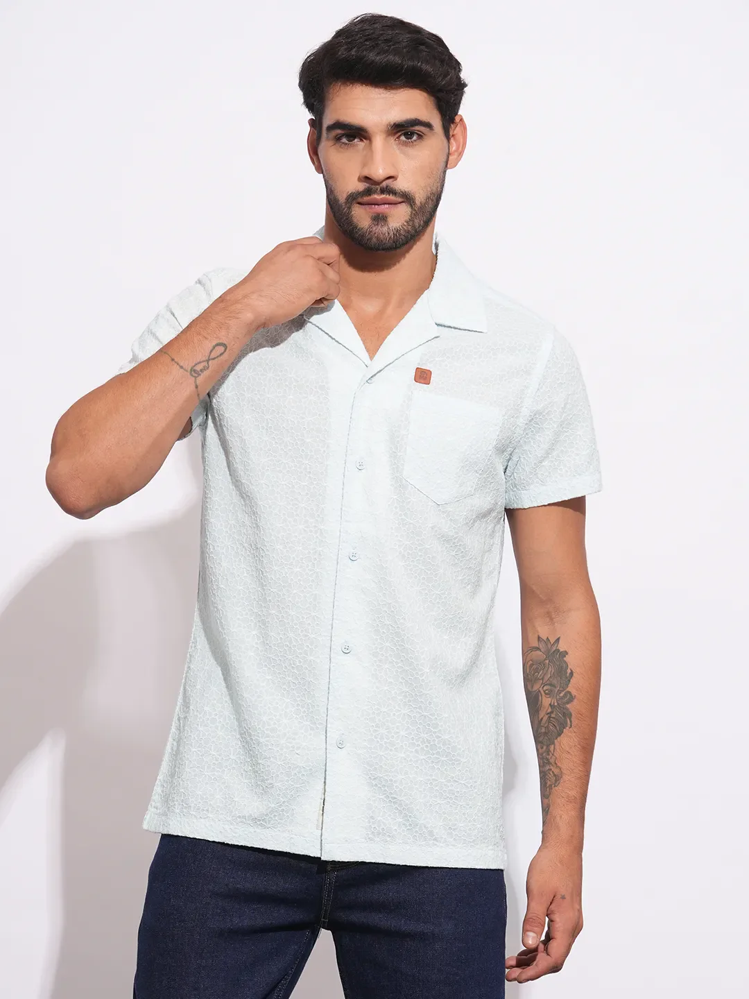 Pink Regular Fit Regular Collar Men's Shirt by Being Human Clothing - Image 5