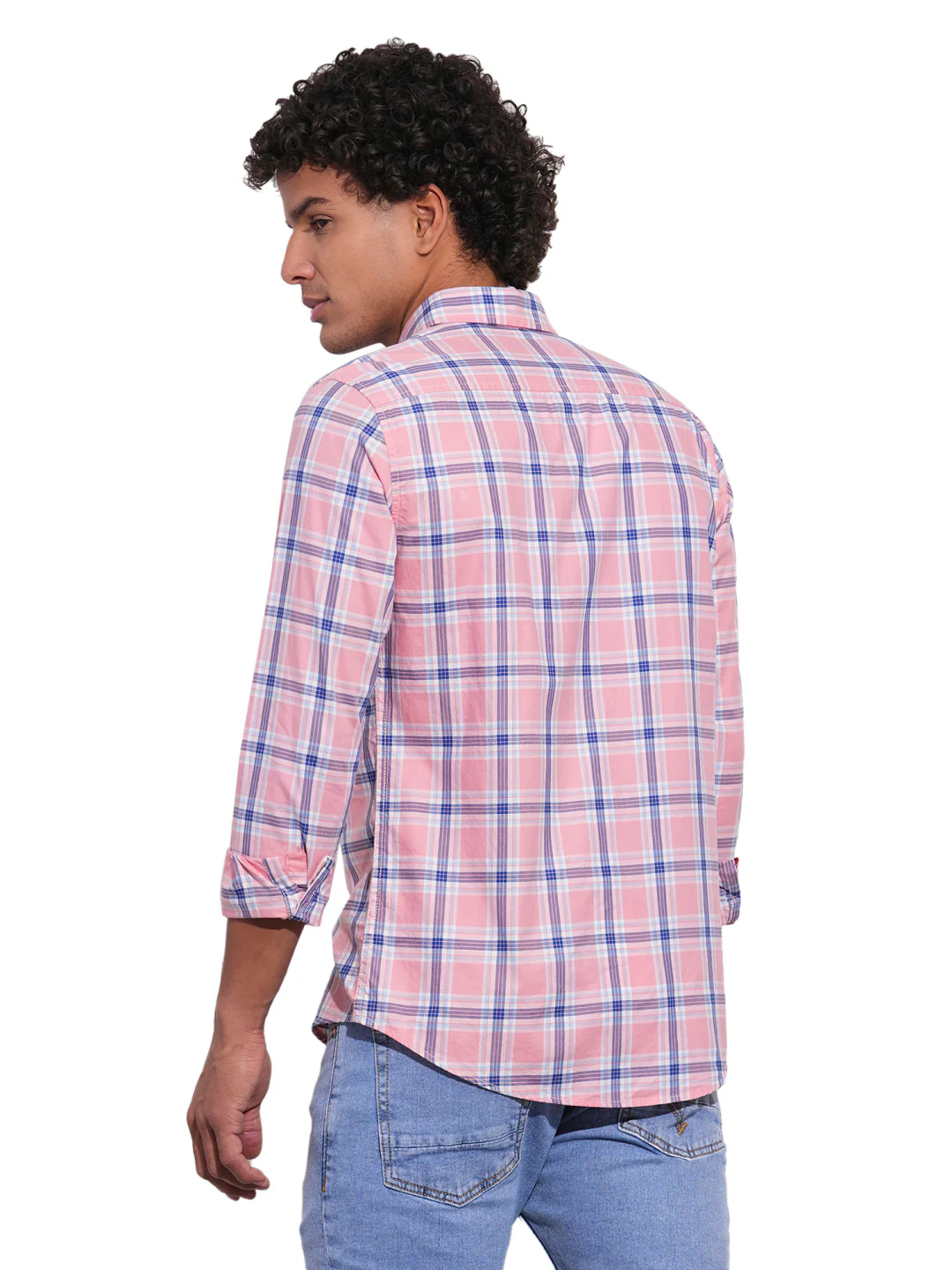 Pink Regular Fit Regular Collar Men's Shirt by Being Human Clothing - Image 3