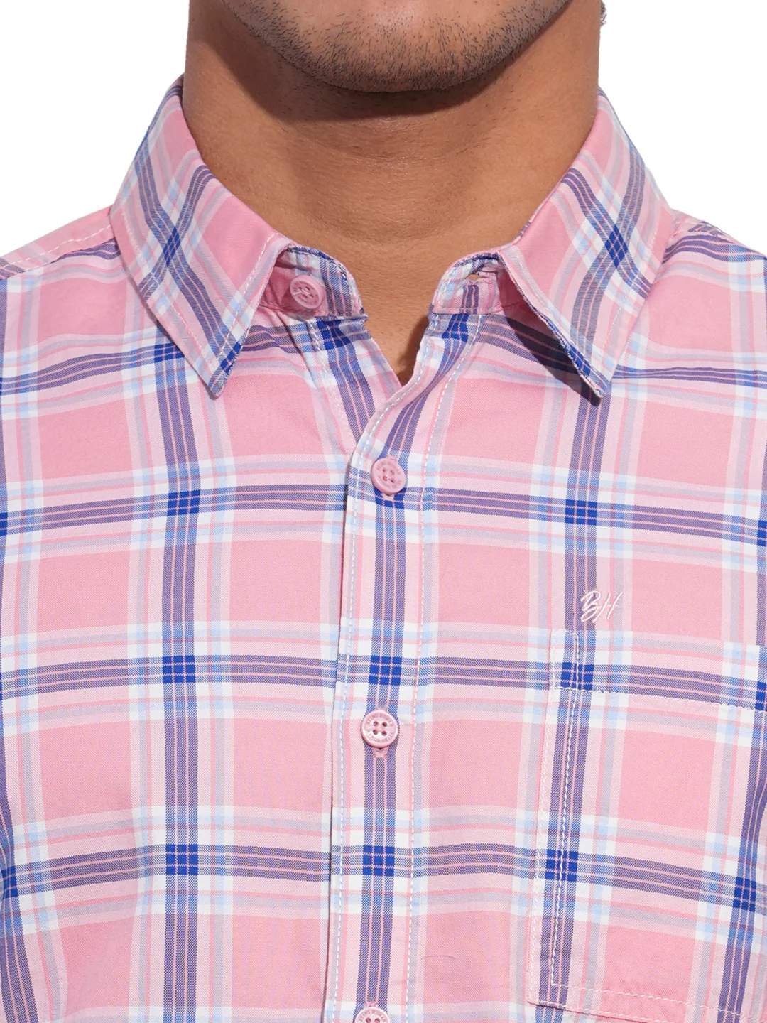 Pink Regular Fit Regular Collar Men's Shirt by Being Human Clothing - Image 4