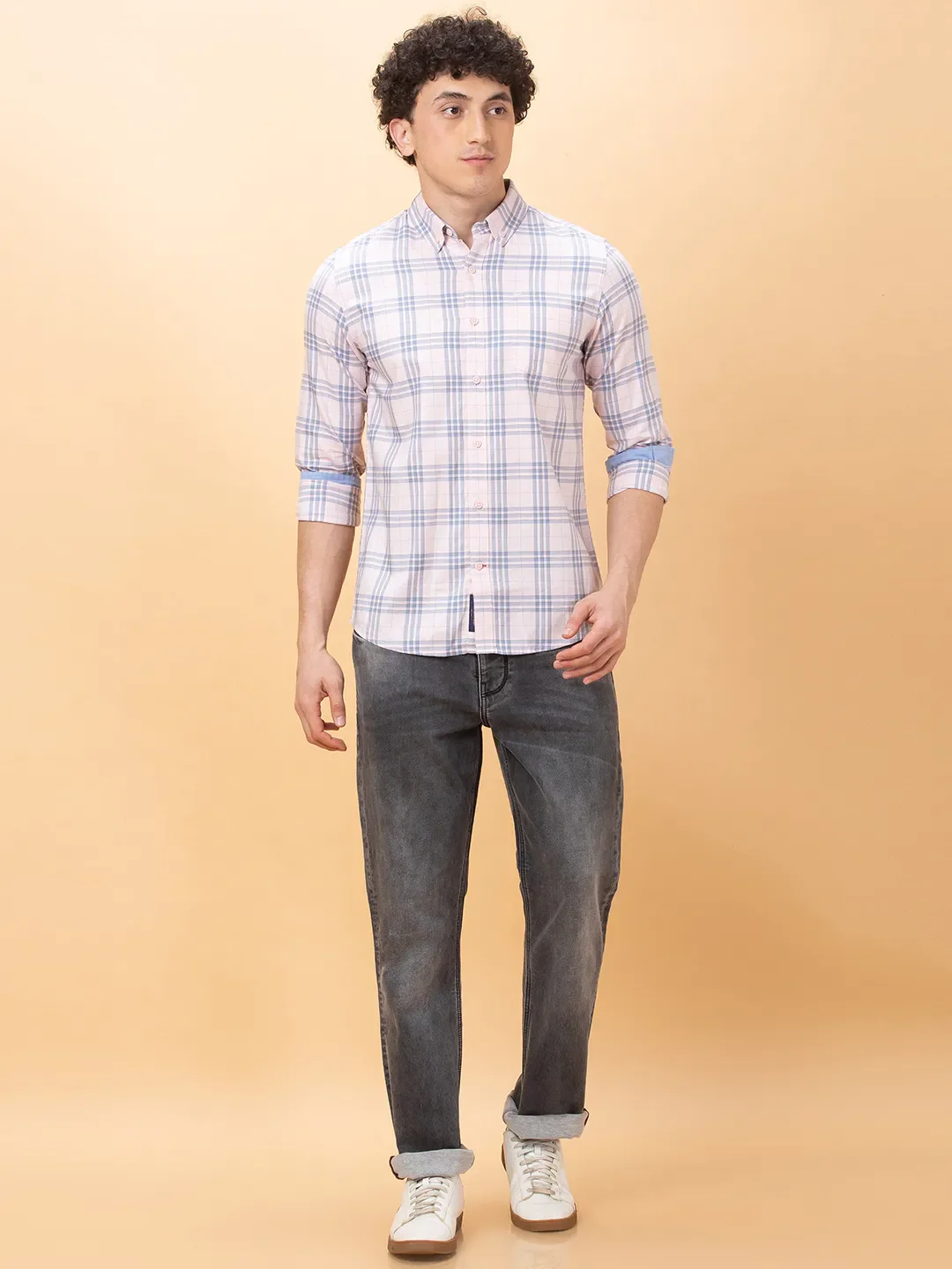 Pink Slim Fit Regular Collar Men's Shirt by Being Human Clothing - Image 2