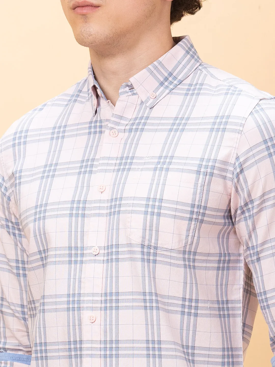 Pink Slim Fit Regular Collar Men's Shirt by Being Human Clothing - Image 5