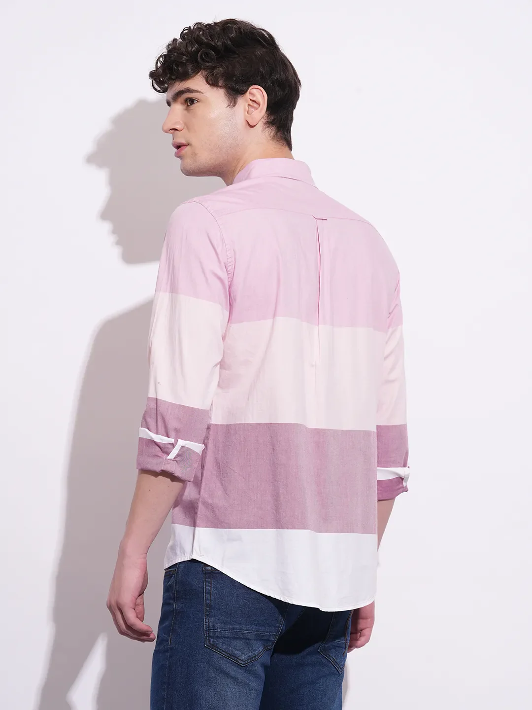 Pink Regular Fit Regular Collar Men's Shirt by Being Human Clothing - Image 3