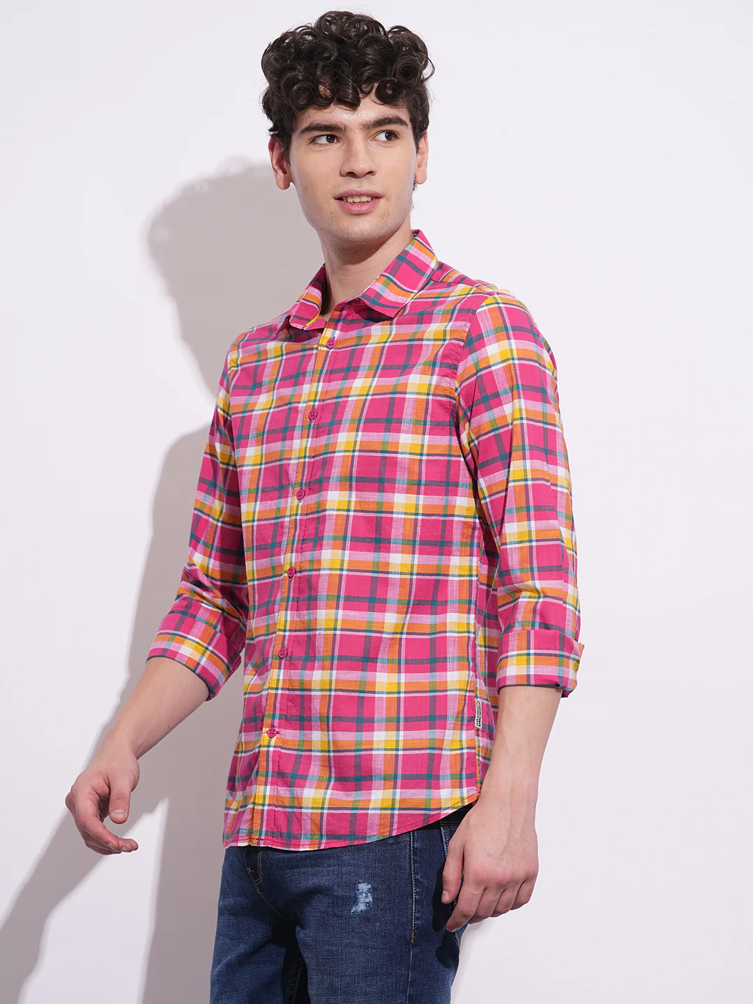 Pink Regular Fit Regular Collar Men's Shirt by Being Human Clothing - Image 2