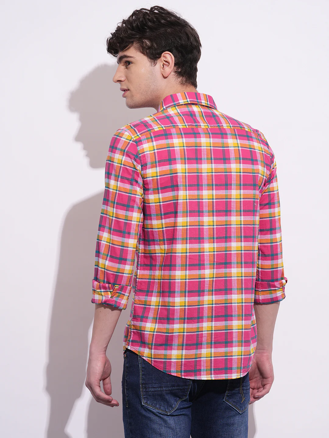 Pink Regular Fit Regular Collar Men's Shirt by Being Human Clothing - Image 3