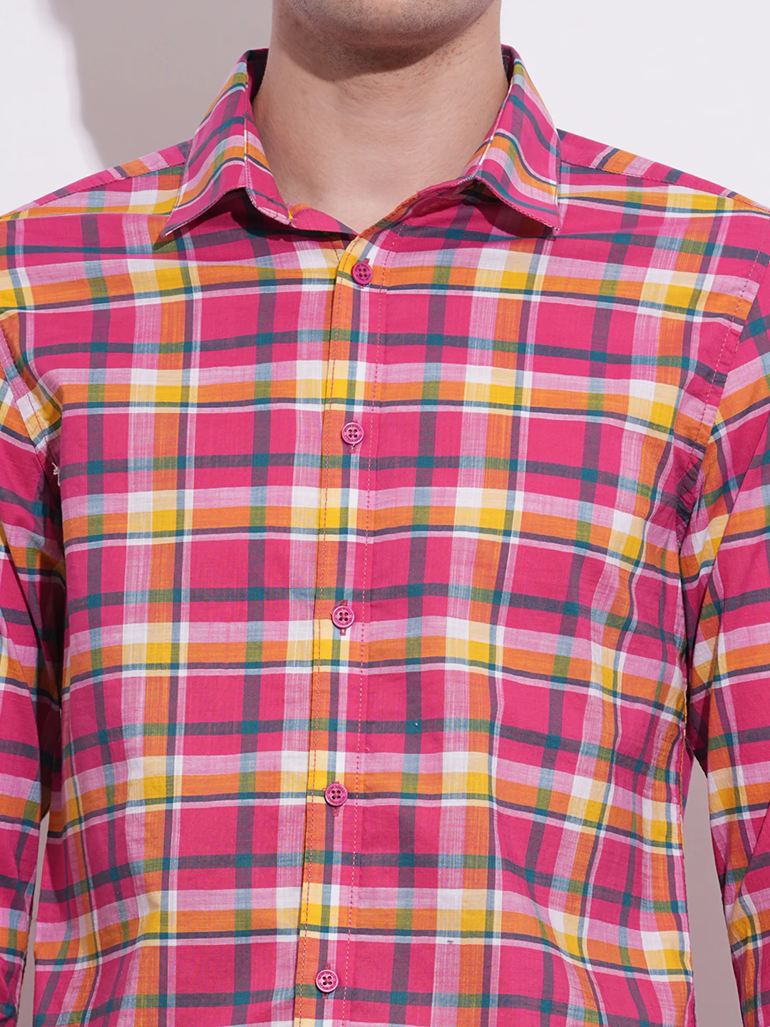 Pink Regular Fit Regular Collar Men's Shirt by Being Human Clothing - Image 4