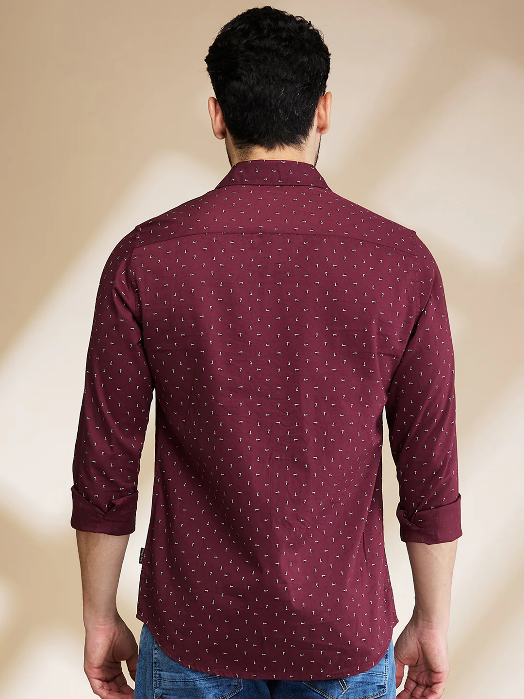 Red Slim Straight Fit Regular Collar Long Sleeves Men's Shirt by Being Human Clothing - Image 3