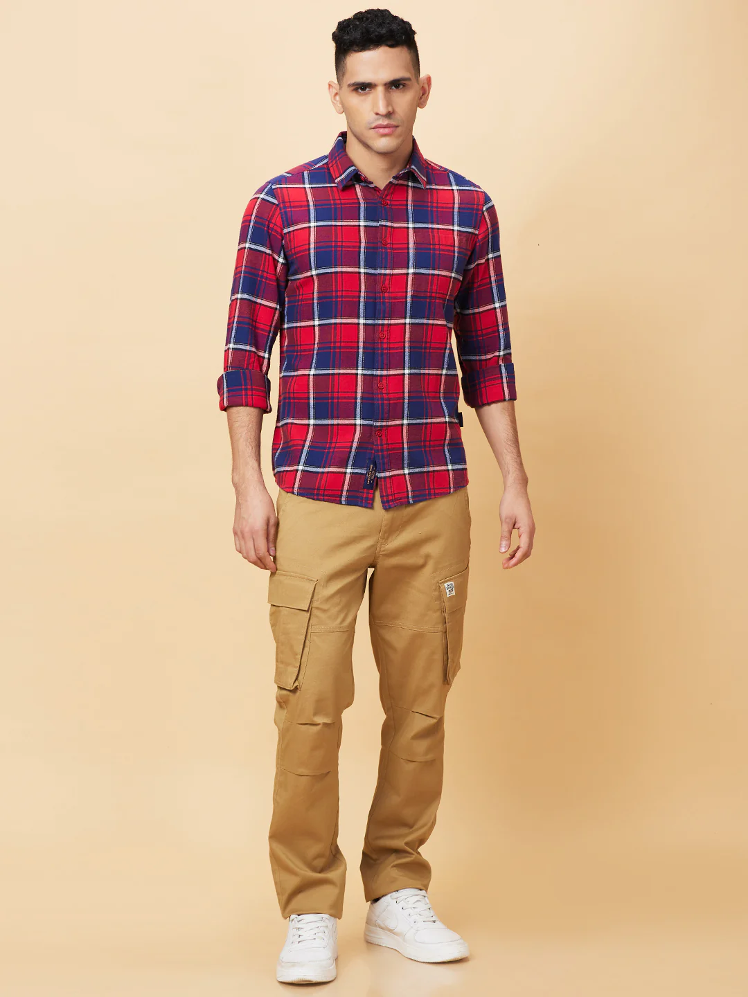 Red Slim Fit Regular Collar Men's Shirt by Being Human Clothing - Image 2