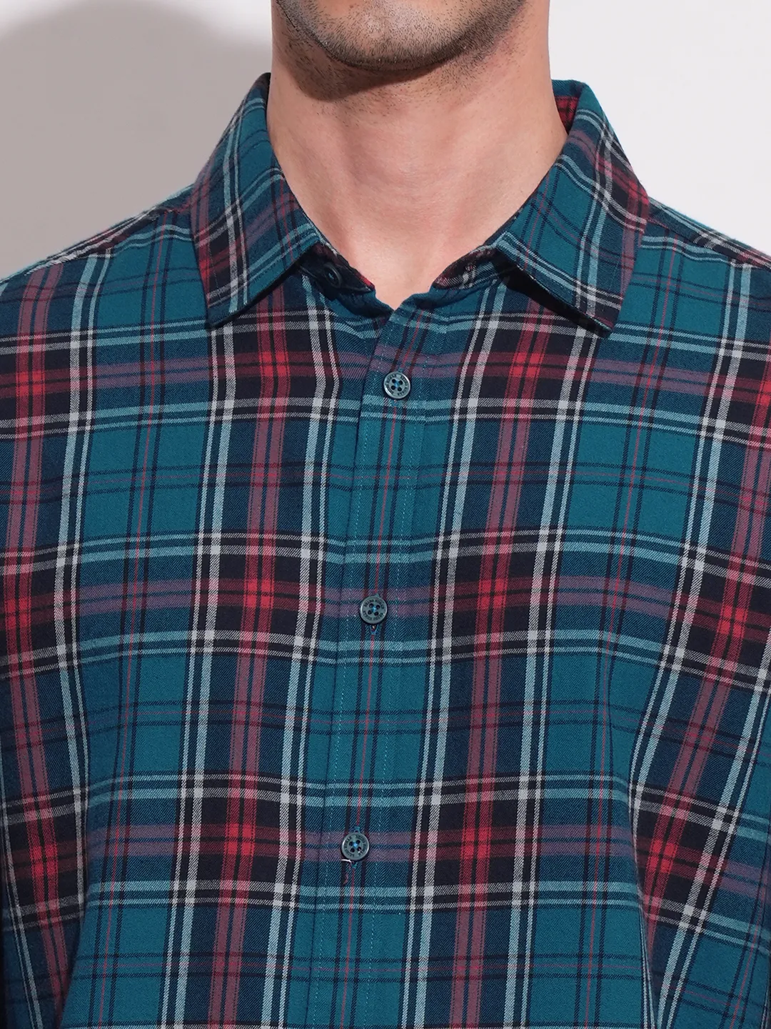 Red Slim Fit Regular Collar Men's Shirt by Being Human Clothing - Image 5