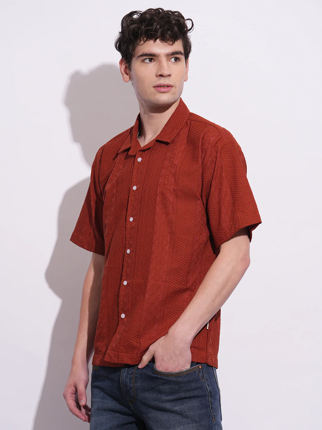 Rust Regular Fit Regular Collar Men's Shirt by Being Human Clothing - Image 2