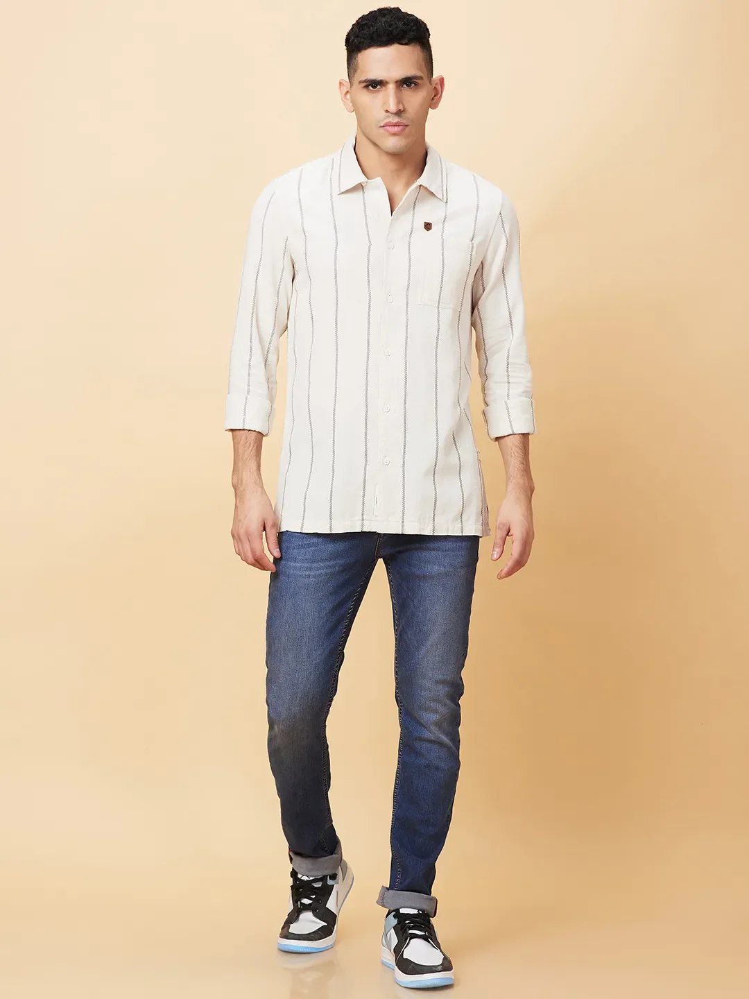Sand Slim Fit Regular Collar Men's Shirt by Being Human Clothing - Image 2