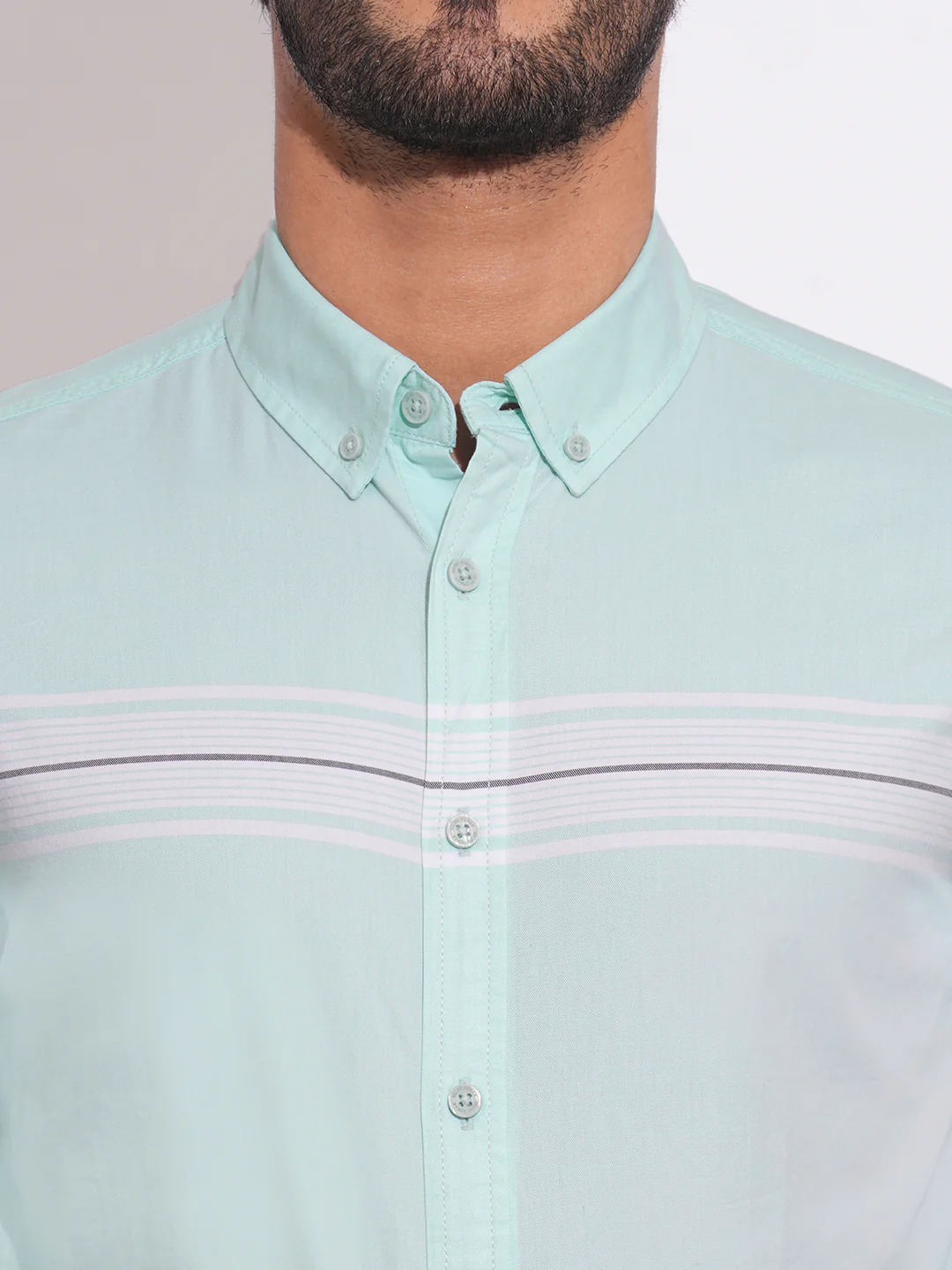 Sea Green Regular Fit Regular Collar Men's Shirt by Being Human Clothing - Image 4