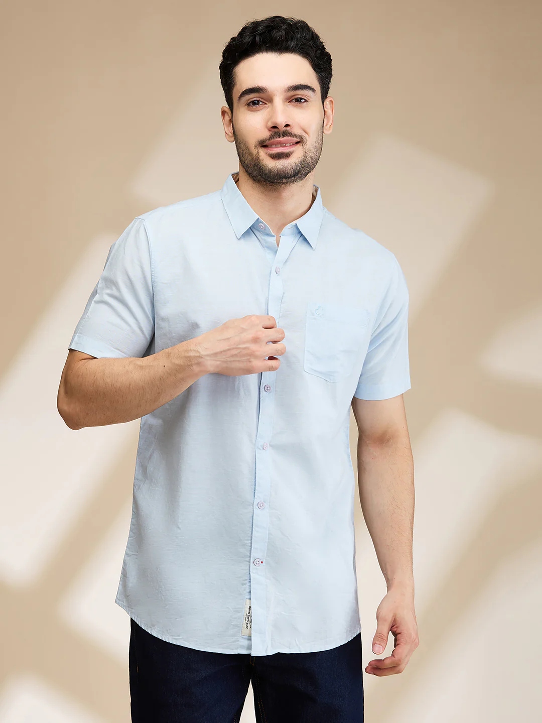 Sky Slim Fit Regular Collar Men's Shirt by Being Human Clothing