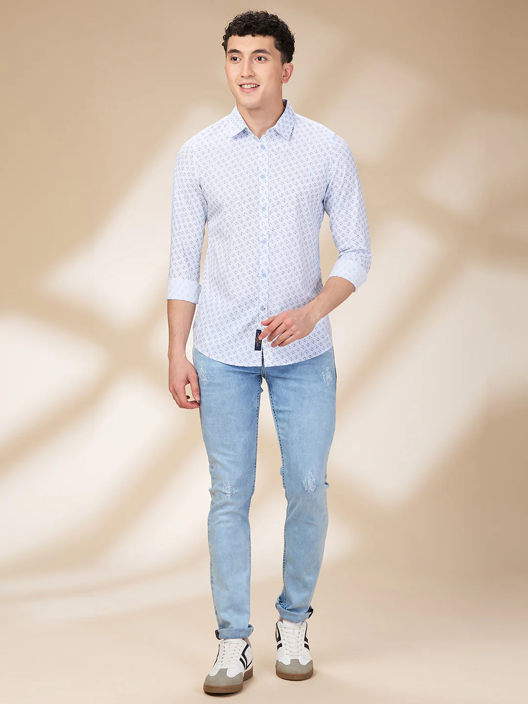Blue Slim Straight Fit Regular Collar Long Sleeves Men's Shirt by Being Human Clothing - Image 2
