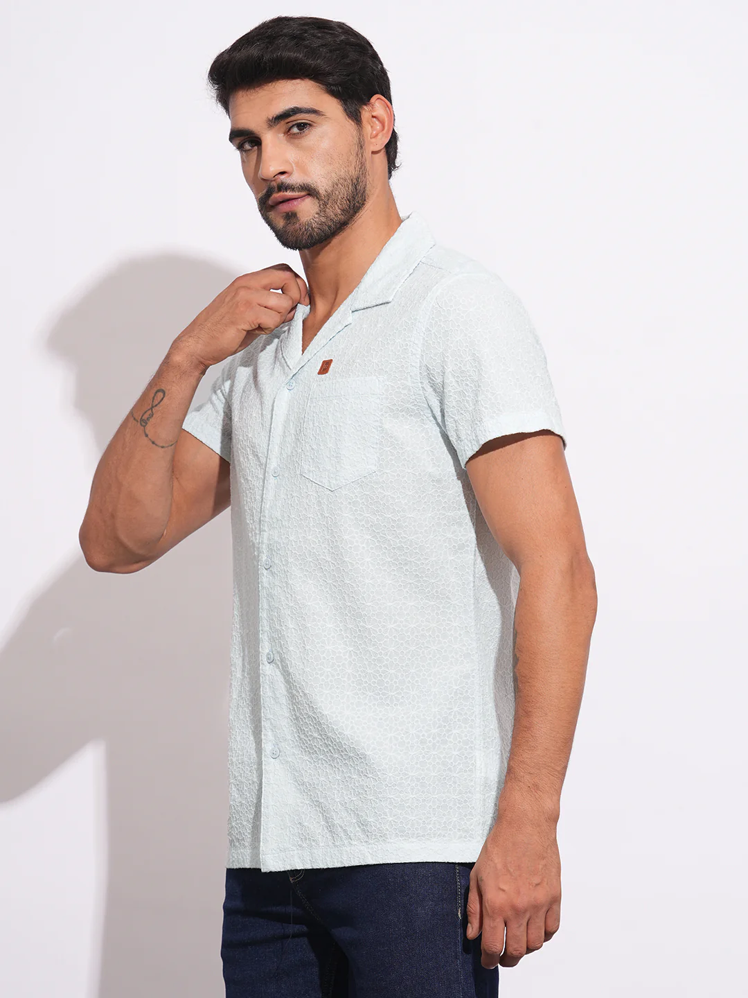 Sky Blue Regular Fit Regular Collar Men's Shirt by Being Human Clothing - Image 2