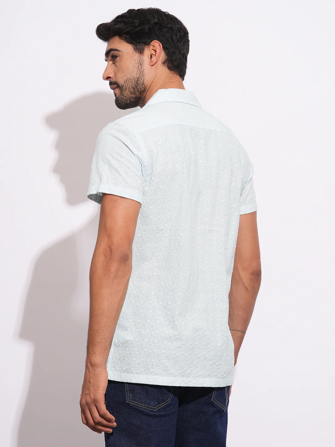 Sky Blue Regular Fit Regular Collar Men's Shirt by Being Human Clothing - Image 3