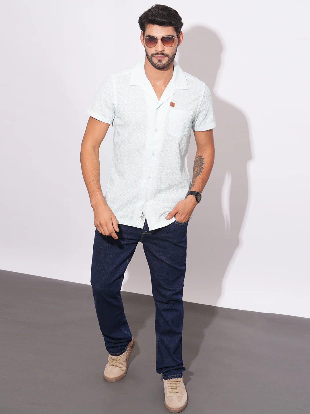 Sky Blue Regular Fit Regular Collar Men's Shirt by Being Human Clothing - Image 5