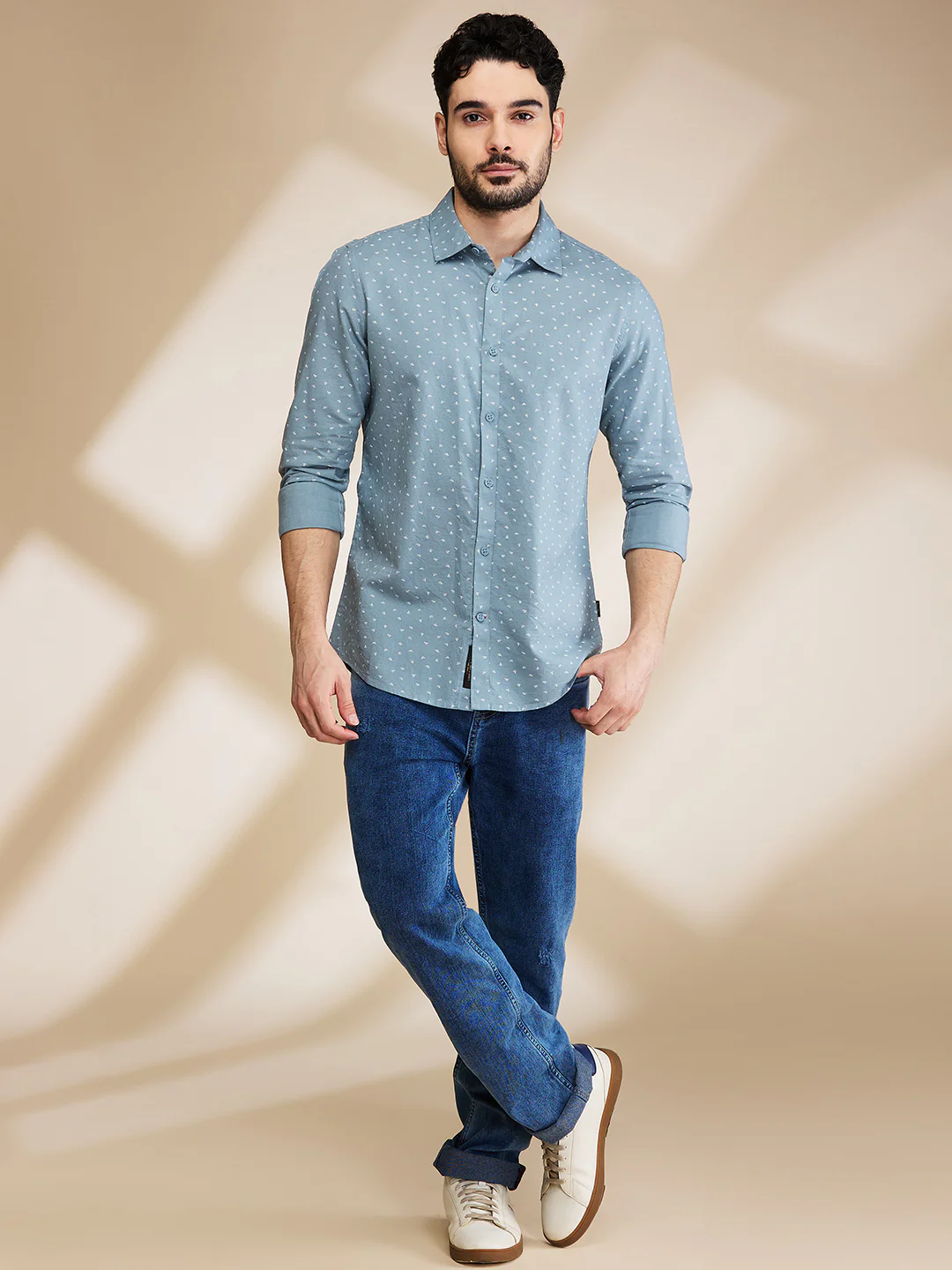 Grey Slim Fit Regular Collar Men's Shirt by Being Human Clothing - Image 2