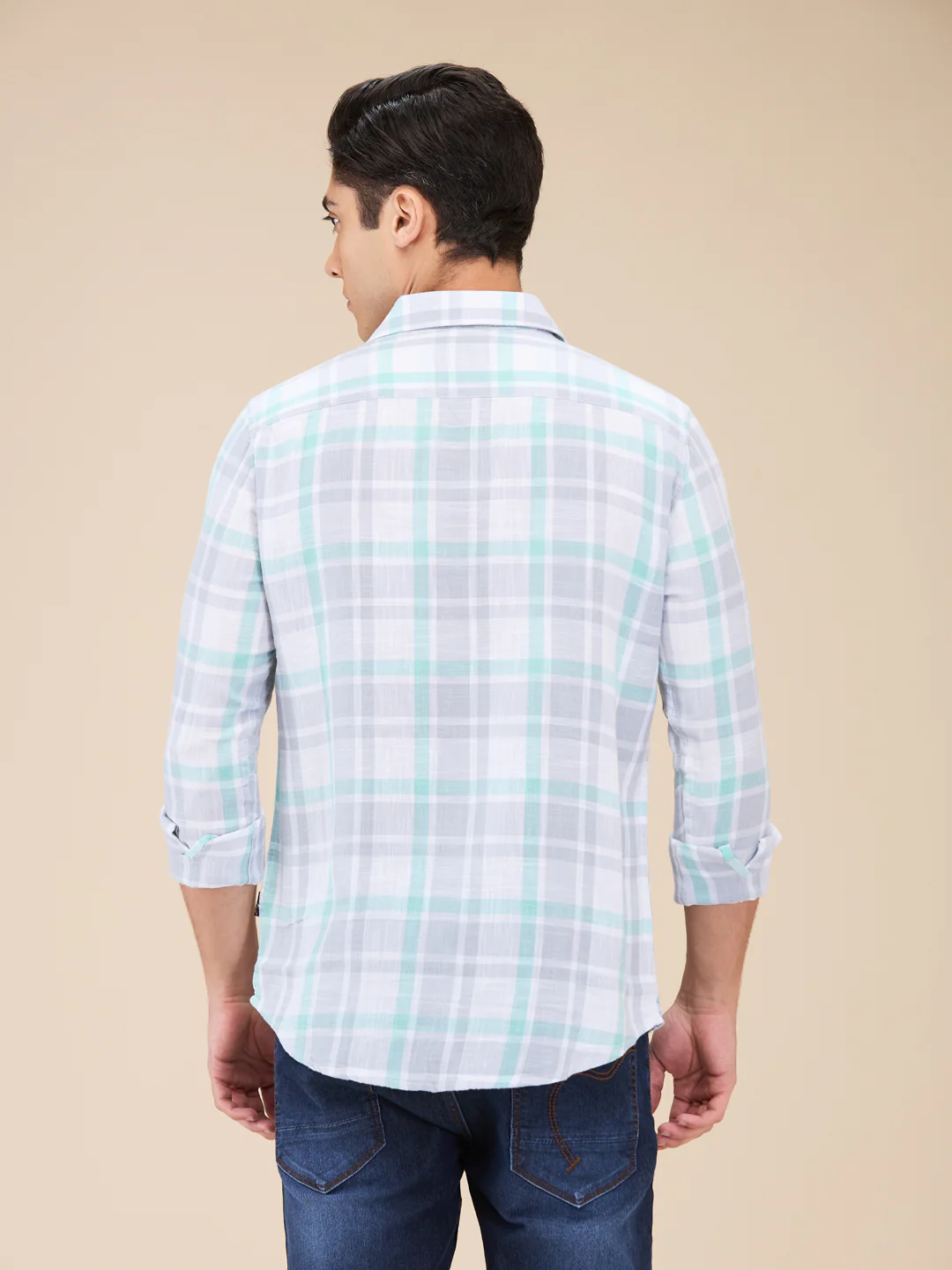 Grey Slim Fit Regular Collar Men's Shirt by Being Human Clothing - Image 3
