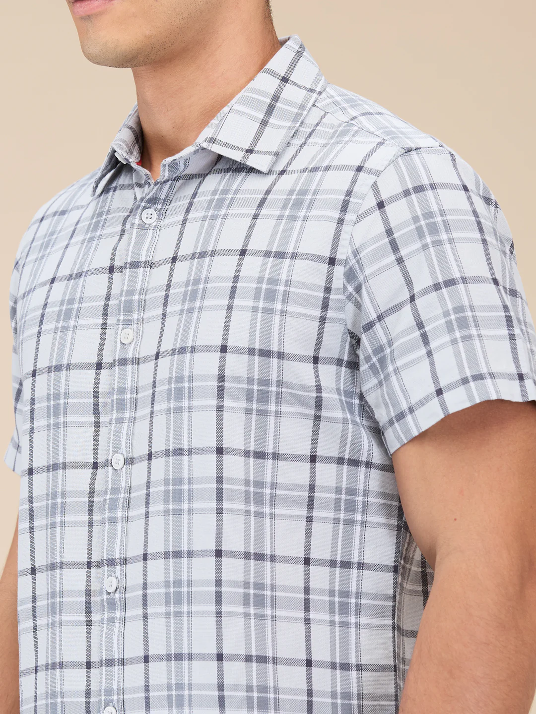 Grey Slim Fit Regular Collar Men's Shirt by Being Human Clothing - Image 5